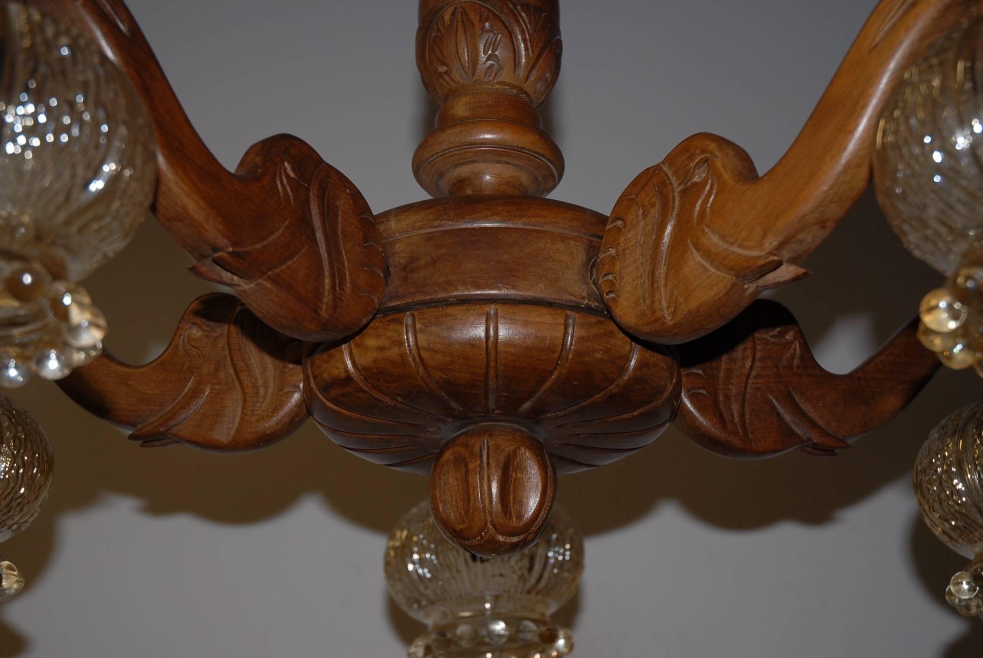 Rare and Decorative Elephant Theme Hand-Carved Art Deco Era Pendant / Chandelier For Sale 1