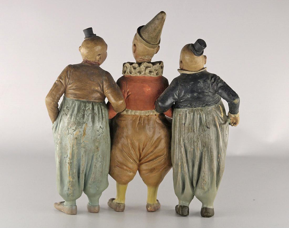Inconnu Rare et vintage - Figure détaillée de trois clowns en terre cuite