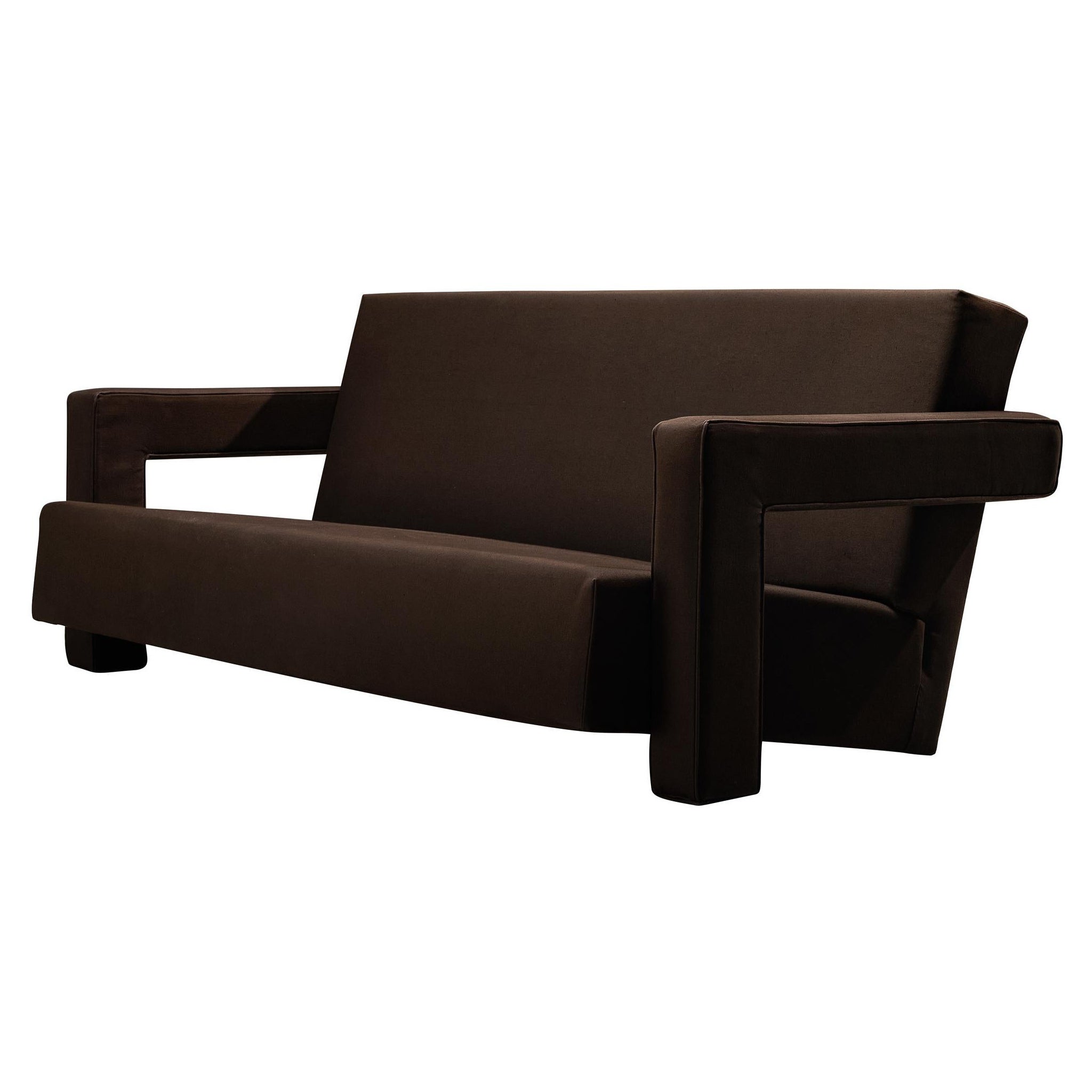 Rare and Early 1950s Gerrit Rietveld for Metz 
Co 
Utrecht
 Sofa Brown Canvas For Sale