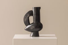 Rare and early black stoneware vase / pitcher by Jacques Blin, France 1950s.