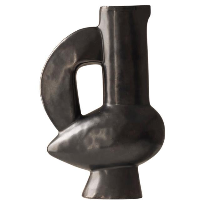 Rare and early black stoneware vase / pitcher by Jacques Blin, France 1950s. en vente