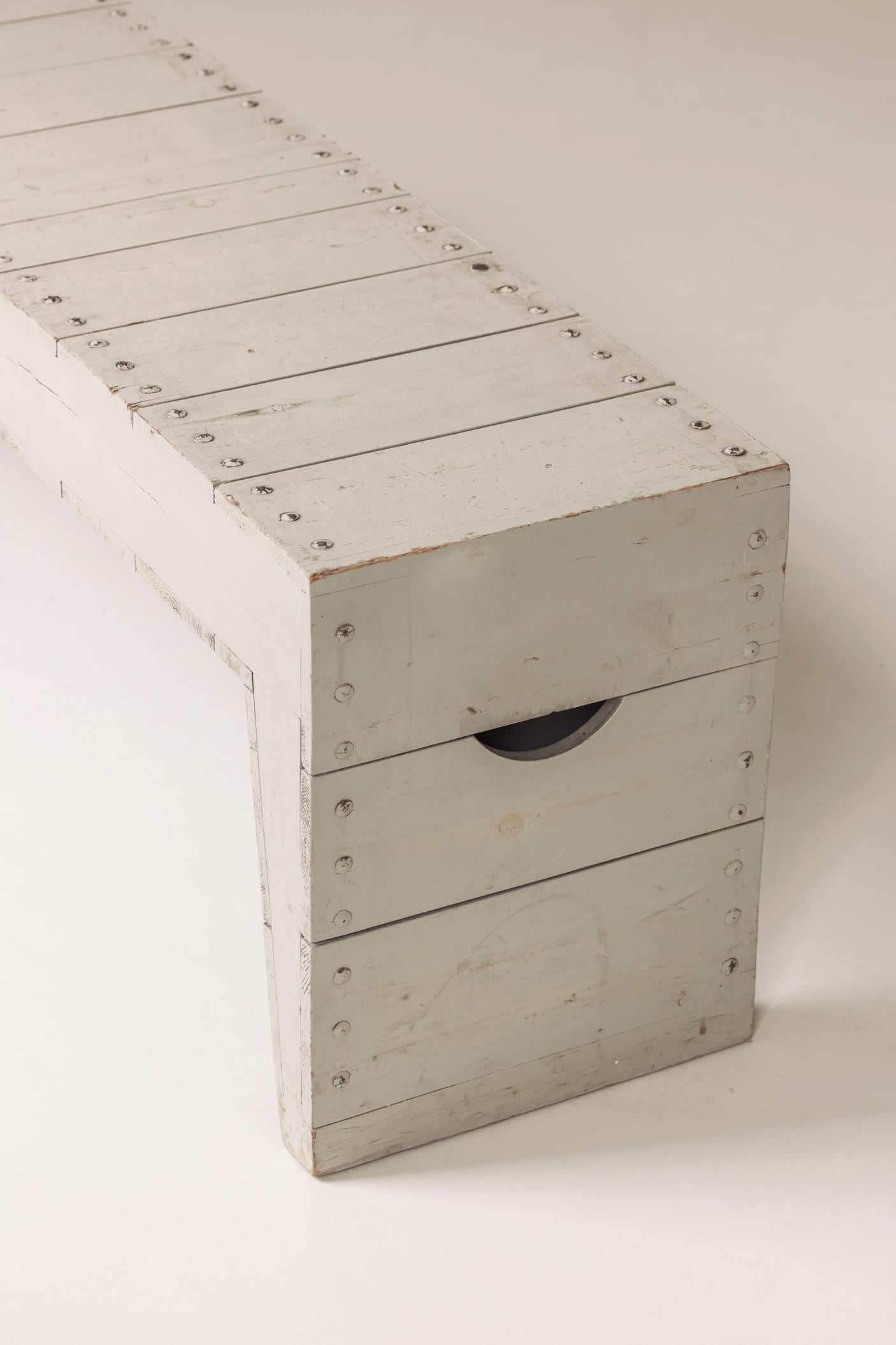 Rare and early Bossche School bench by Dom Hans van der Laan, 1970s. im Angebot 6