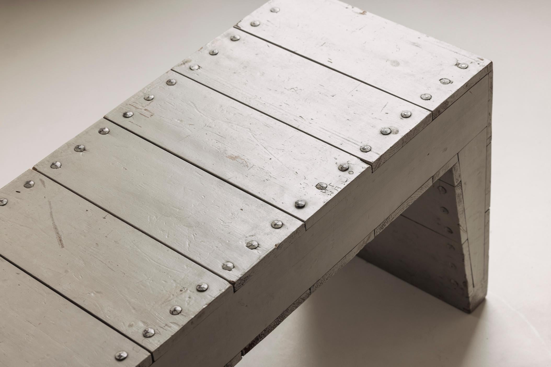 Rare and early Bossche School bench by Dom Hans van der Laan, 1970s. im Angebot 1