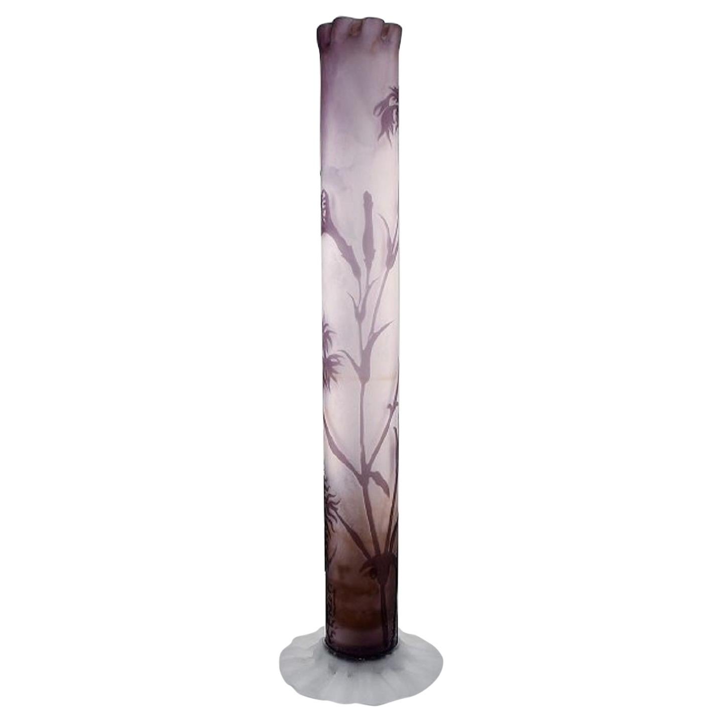 Rare and Early Emile Gallé Vase in Frosted and Purple Art Glass, 1880s-1890s