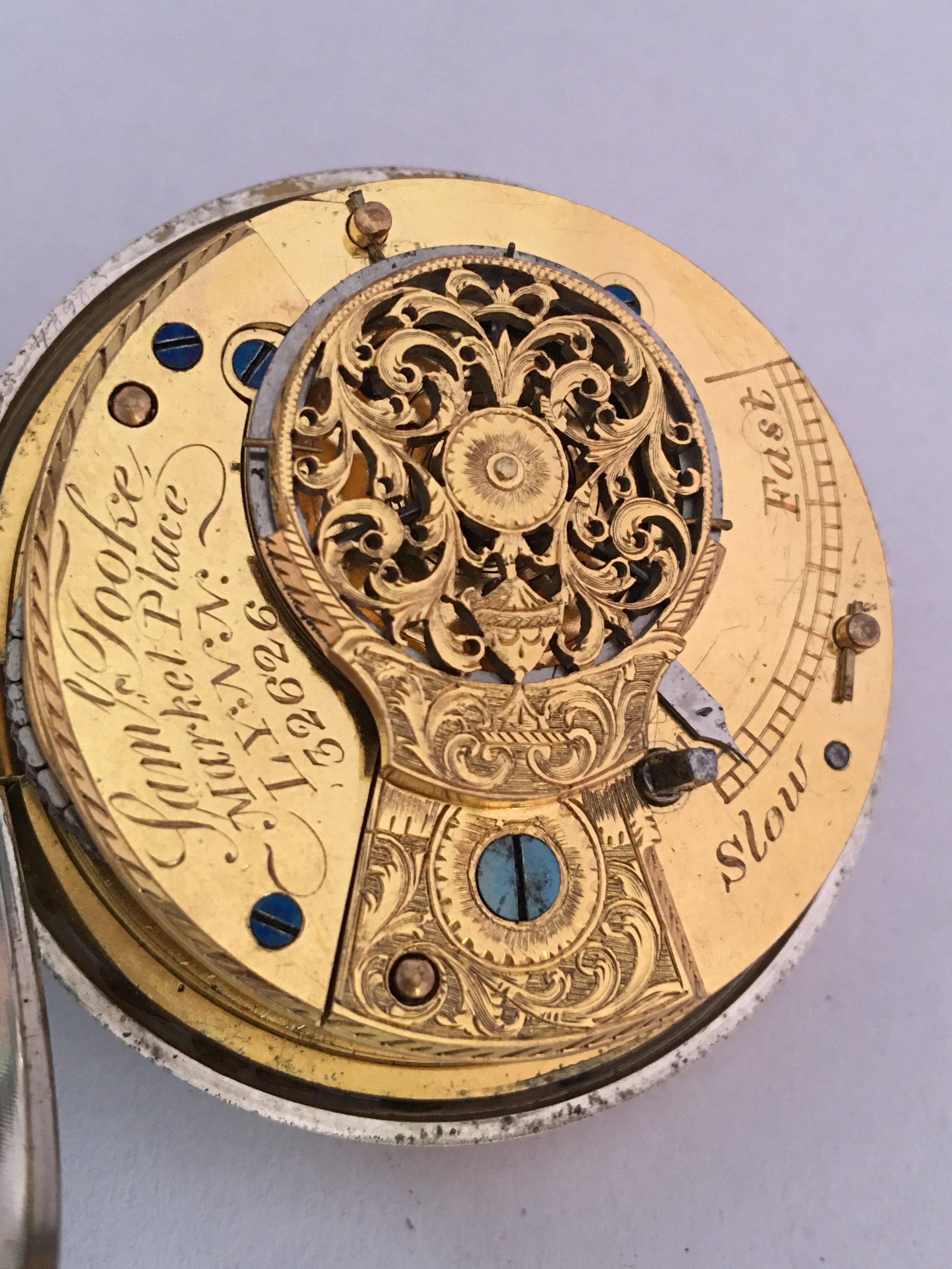 Rare and Early English Silver Pair of Cased Verge Fusee Pocket Watch For Sale 5
