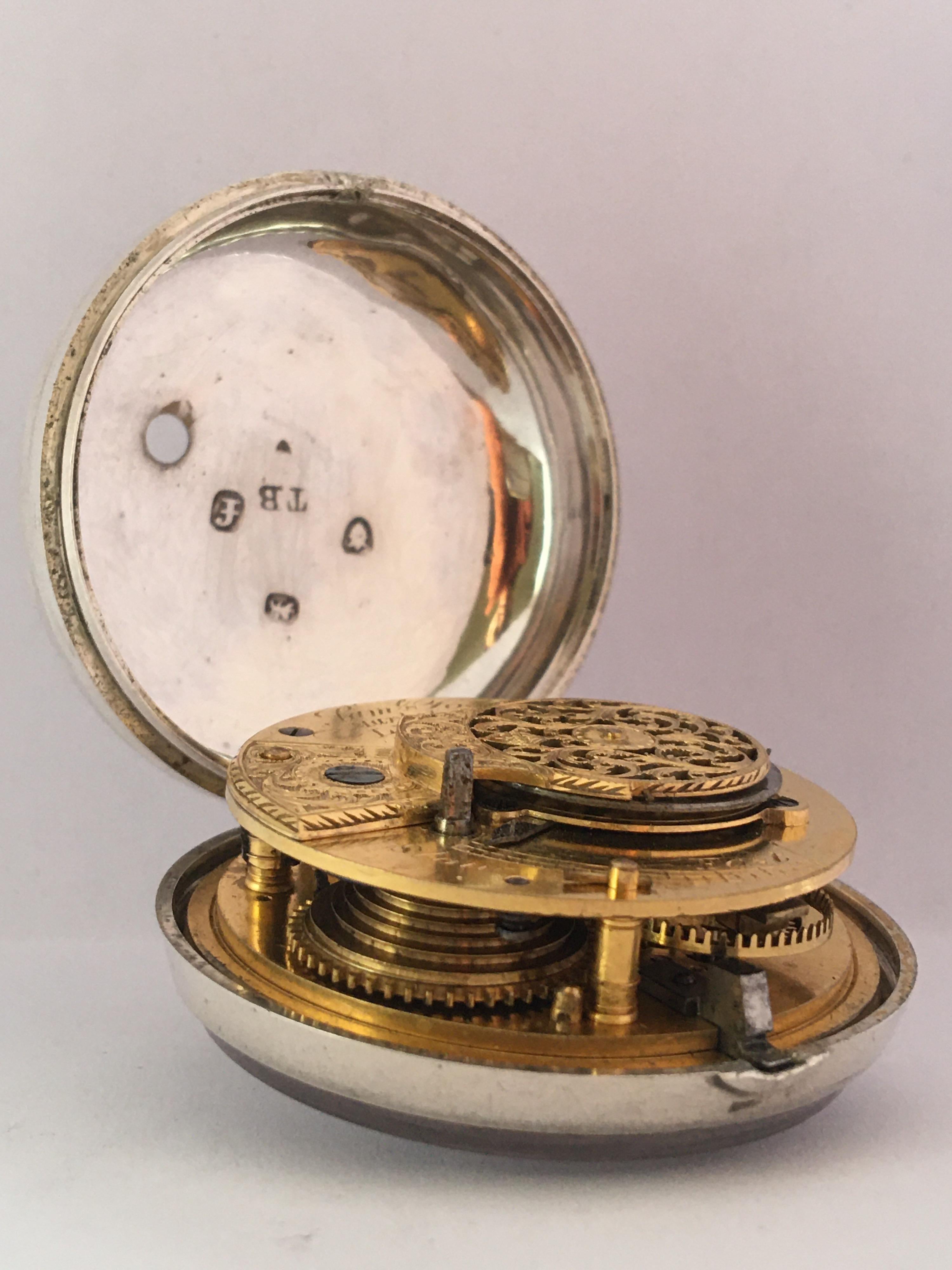 Rare and Early English Silver Pair of Cased Verge Fusee Pocket Watch For Sale 8
