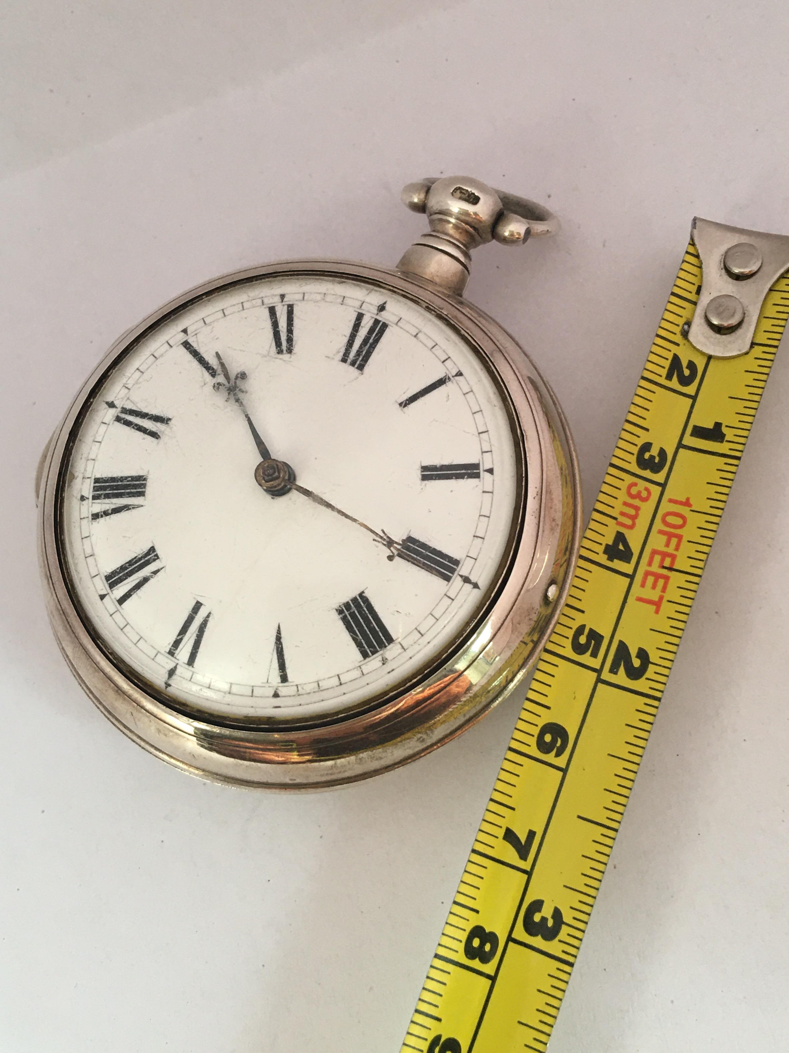 Rare and Early English Silver Pair of Cased Verge Fusee Pocket Watch For Sale 13