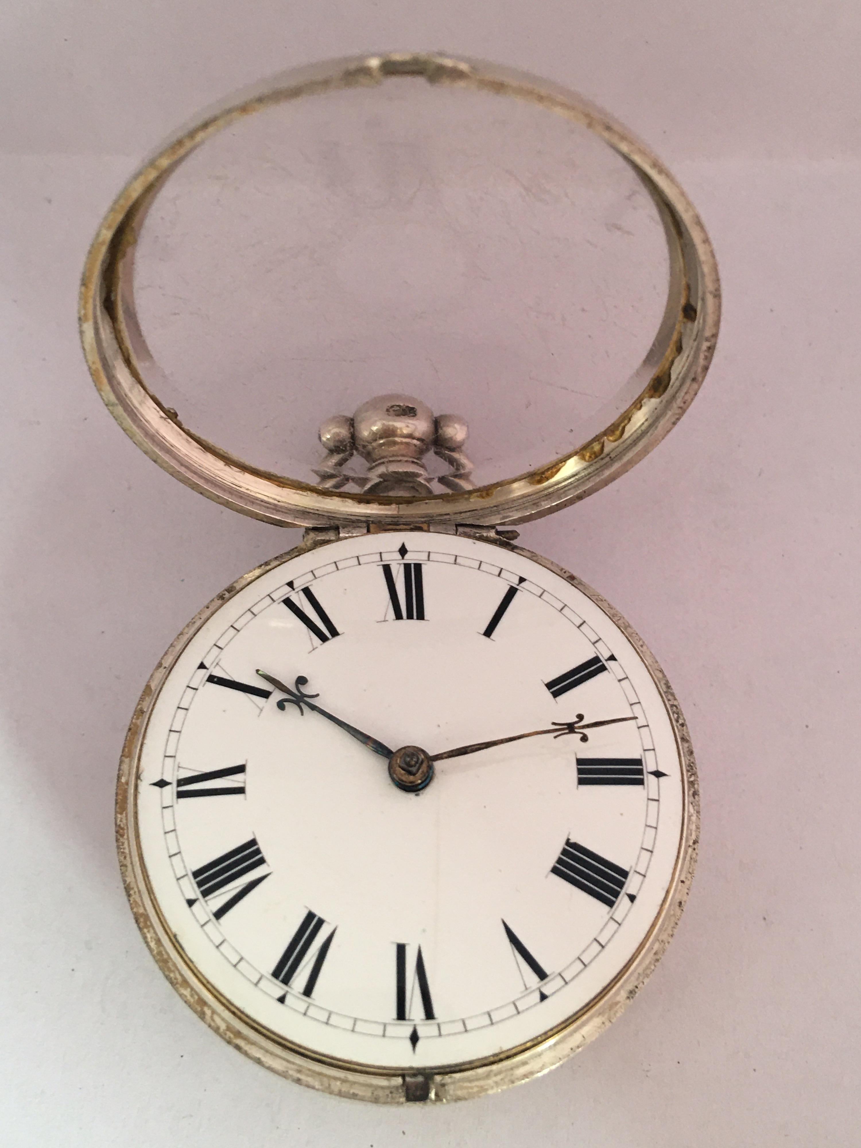 Rare and Early English Silver Pair of Cased Verge Fusee Pocket Watch For Sale 2