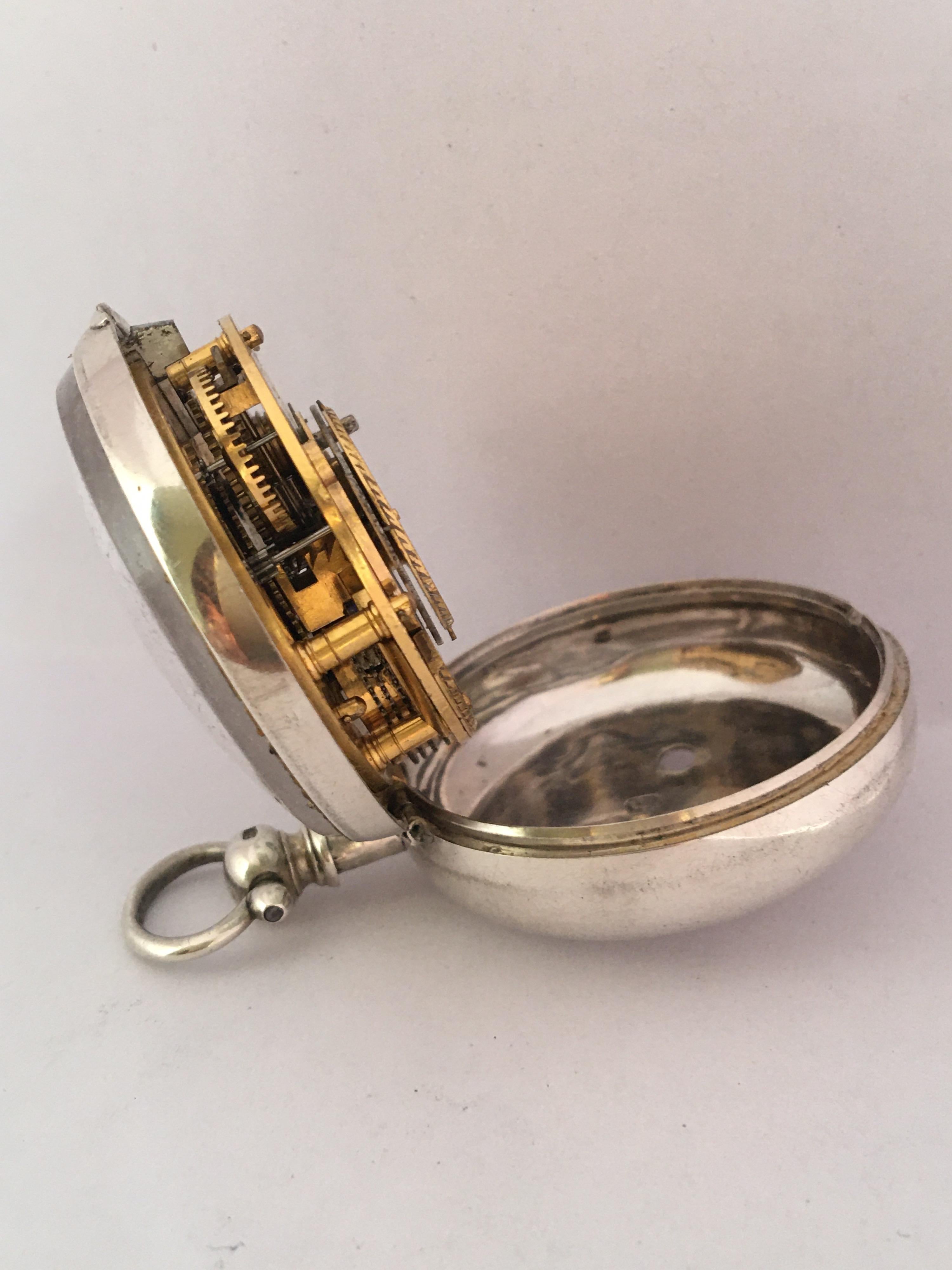 Rare and Early English Silver Pair of Cased Verge Fusee Pocket Watch For Sale 4