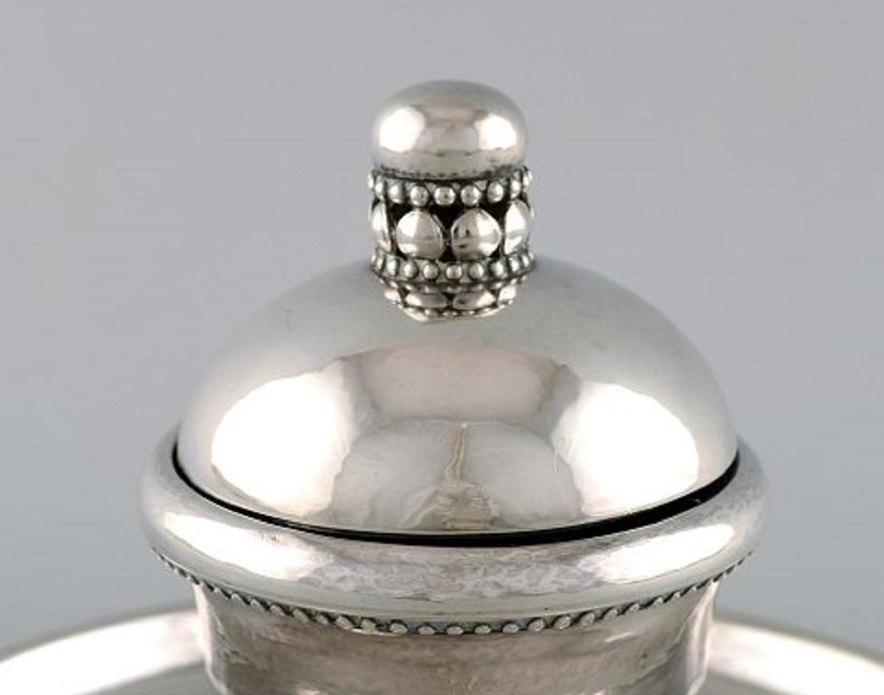 Art Deco Rare and Early Georg Jensen Ink Well in Sterling Silver with Glass Insert