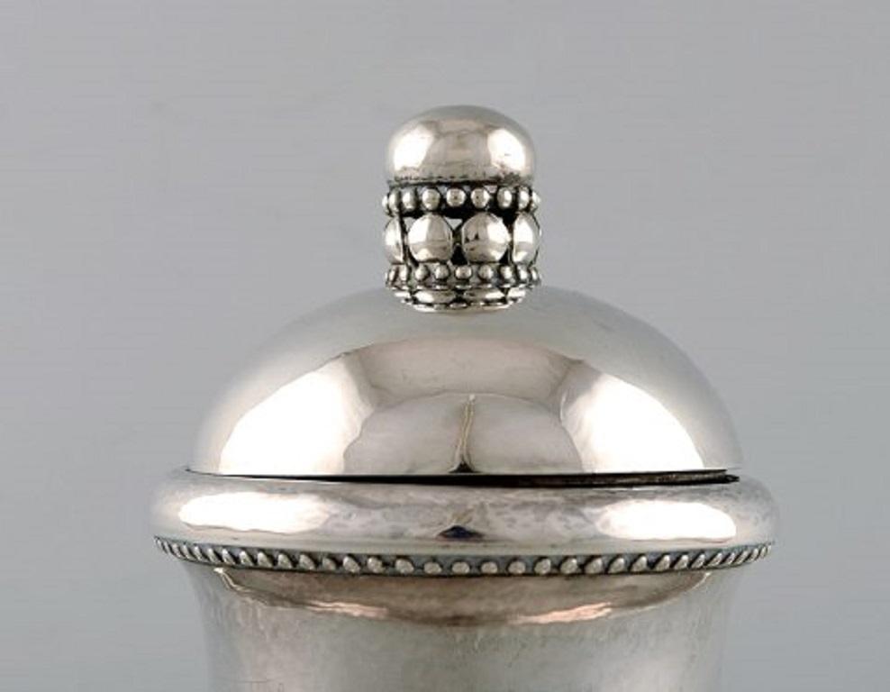 Rare and Early Georg Jensen Ink Well in Sterling Silver with Glass Insert In Good Condition In Copenhagen, DK