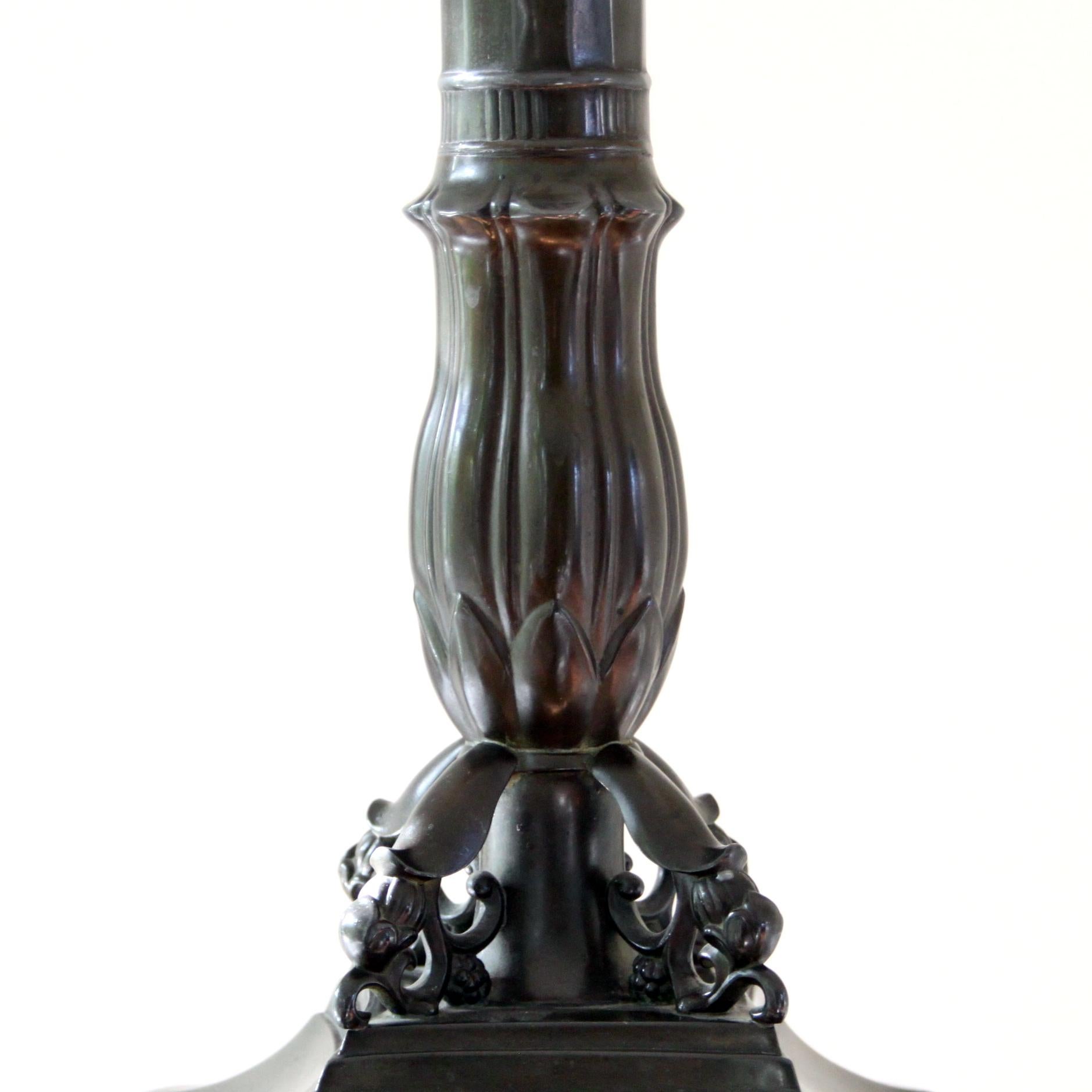 Danish Rare and Early Just Andersen Table Lamp, Dessin D8, Disco Metal, Denmark 1920s For Sale