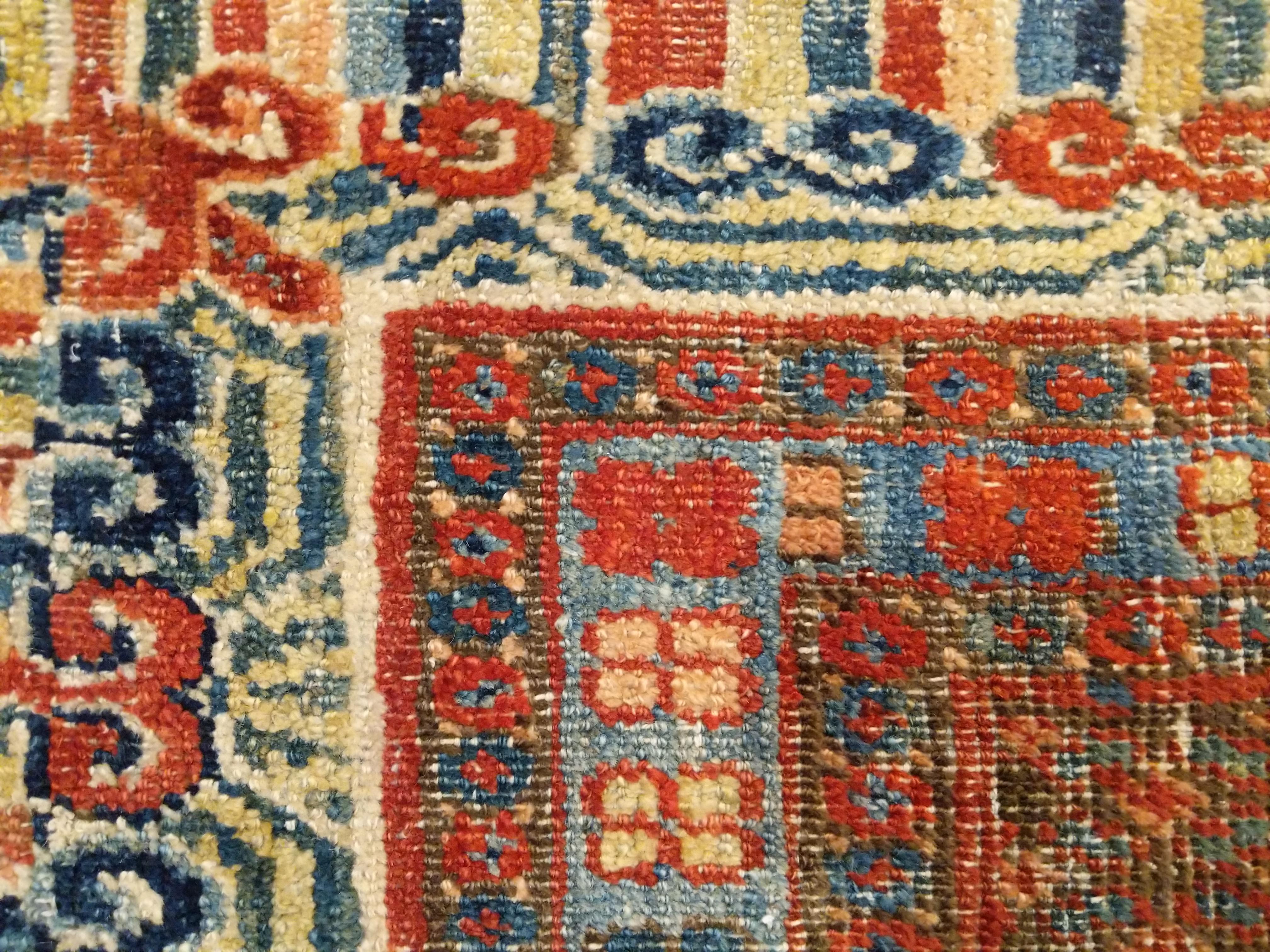 Rare and Early Khotan Rug with Two Niches For Sale 3