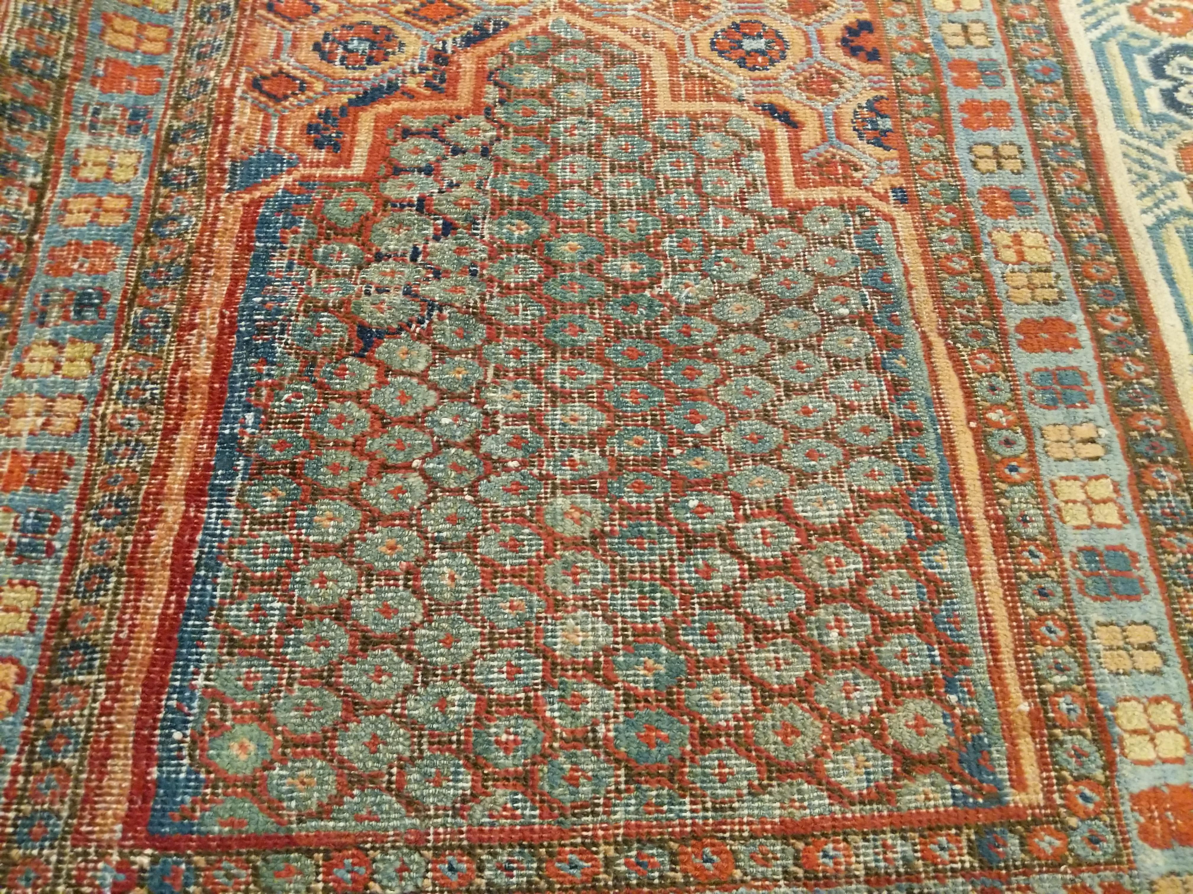 East Turkestani Rare and Early Khotan Rug with Two Niches For Sale
