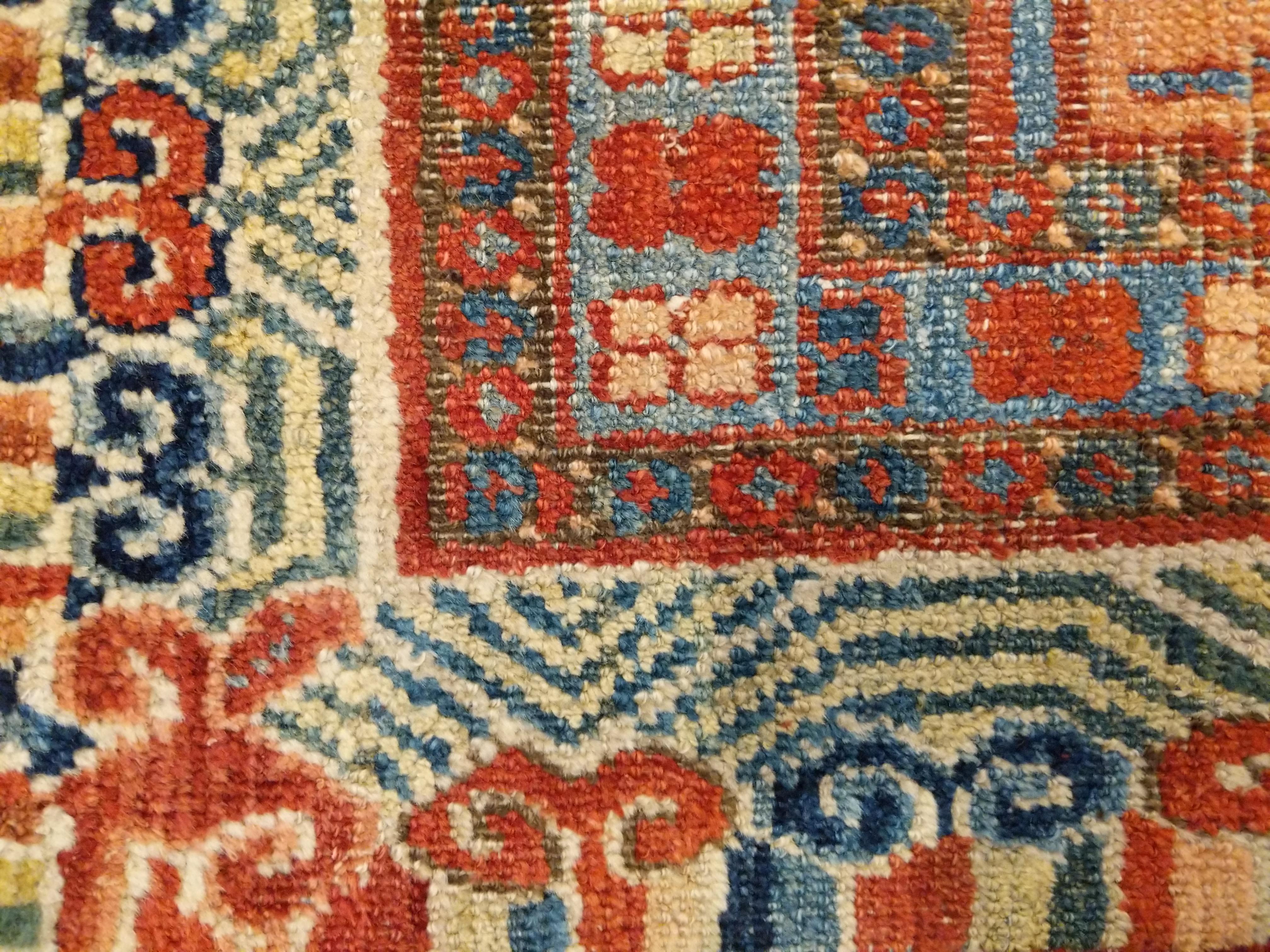 Rare and Early Khotan Rug with Two Niches For Sale 2
