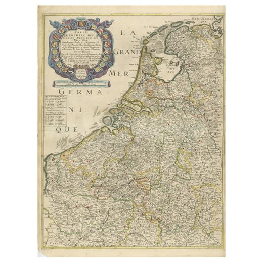 Rare and Early Map of the Seventeen Provinces, Published in circa 1640