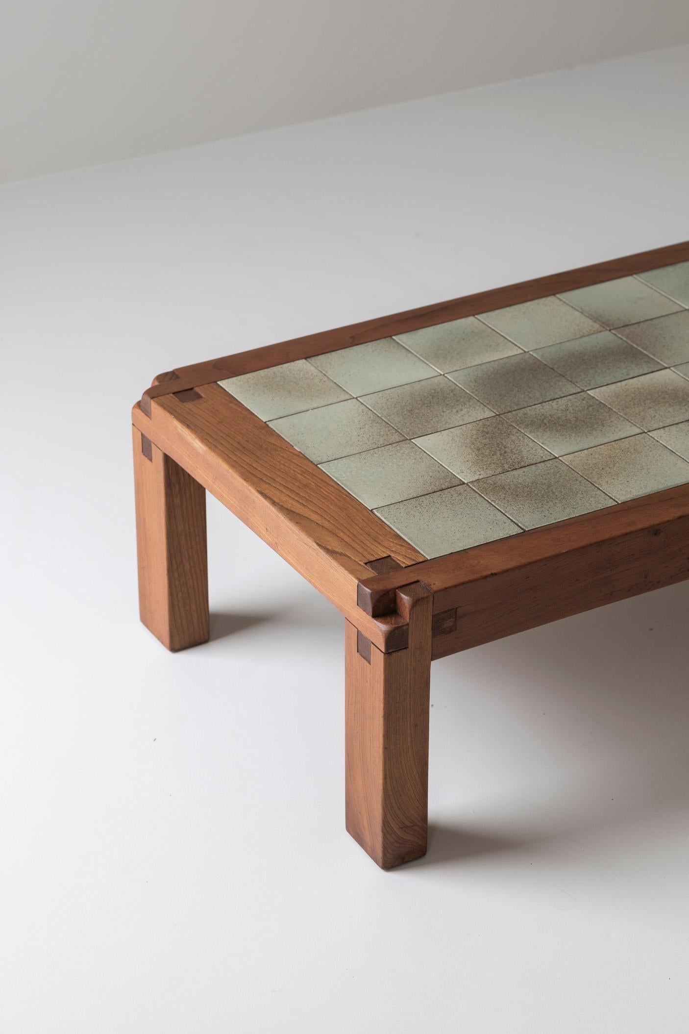 Mid-Century Modern Rare and early model T18 ceramic coffee table by Pierre Chapo, France 1965