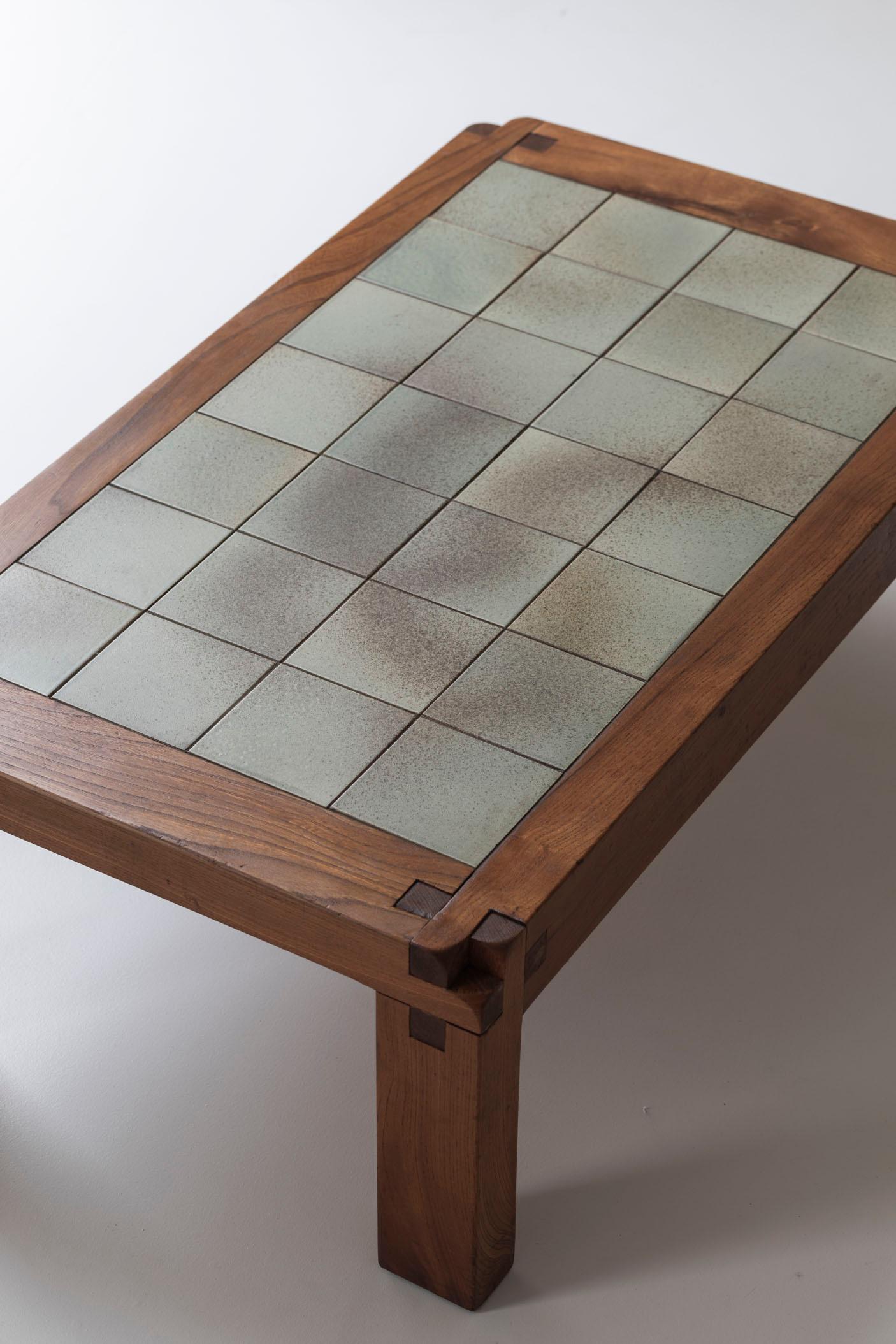 Rare and early model T18 ceramic coffee table by Pierre Chapo, France 1965 2