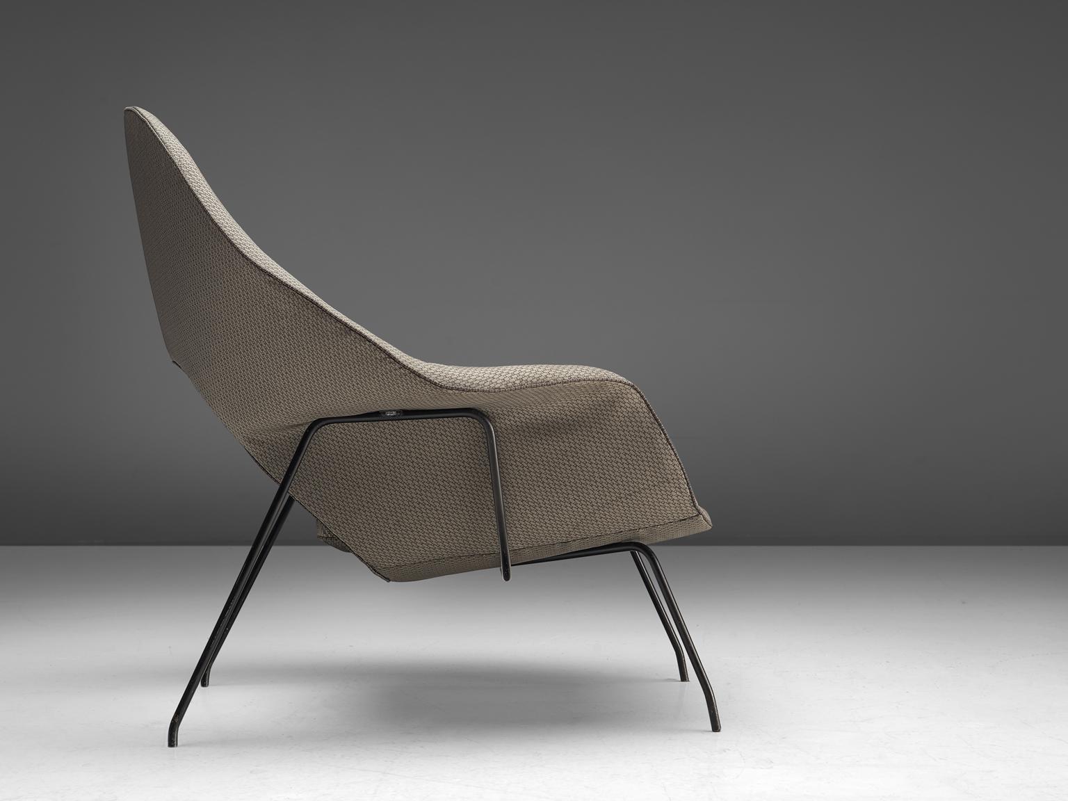 Mid-Century Modern Rare and Early Model 'Womb' Chair with Metal Shell by Eero Saarinen for Knoll