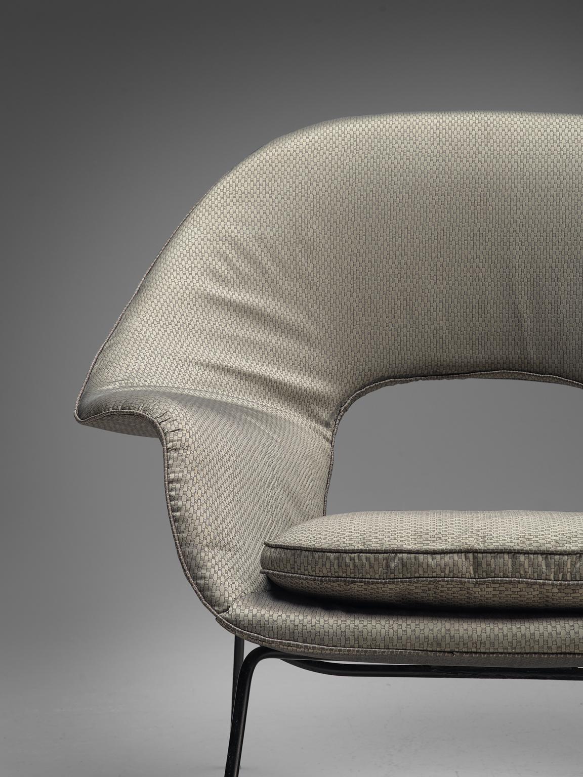 Mid-20th Century Rare and Early Model 'Womb' Chair with Metal Shell by Eero Saarinen for Knoll