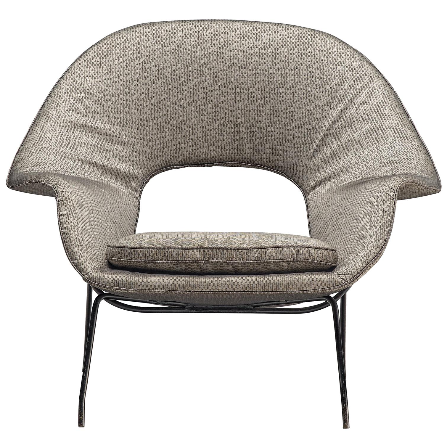 Rare and Early Model 'Womb' Chair with Metal Shell by Eero Saarinen for Knoll