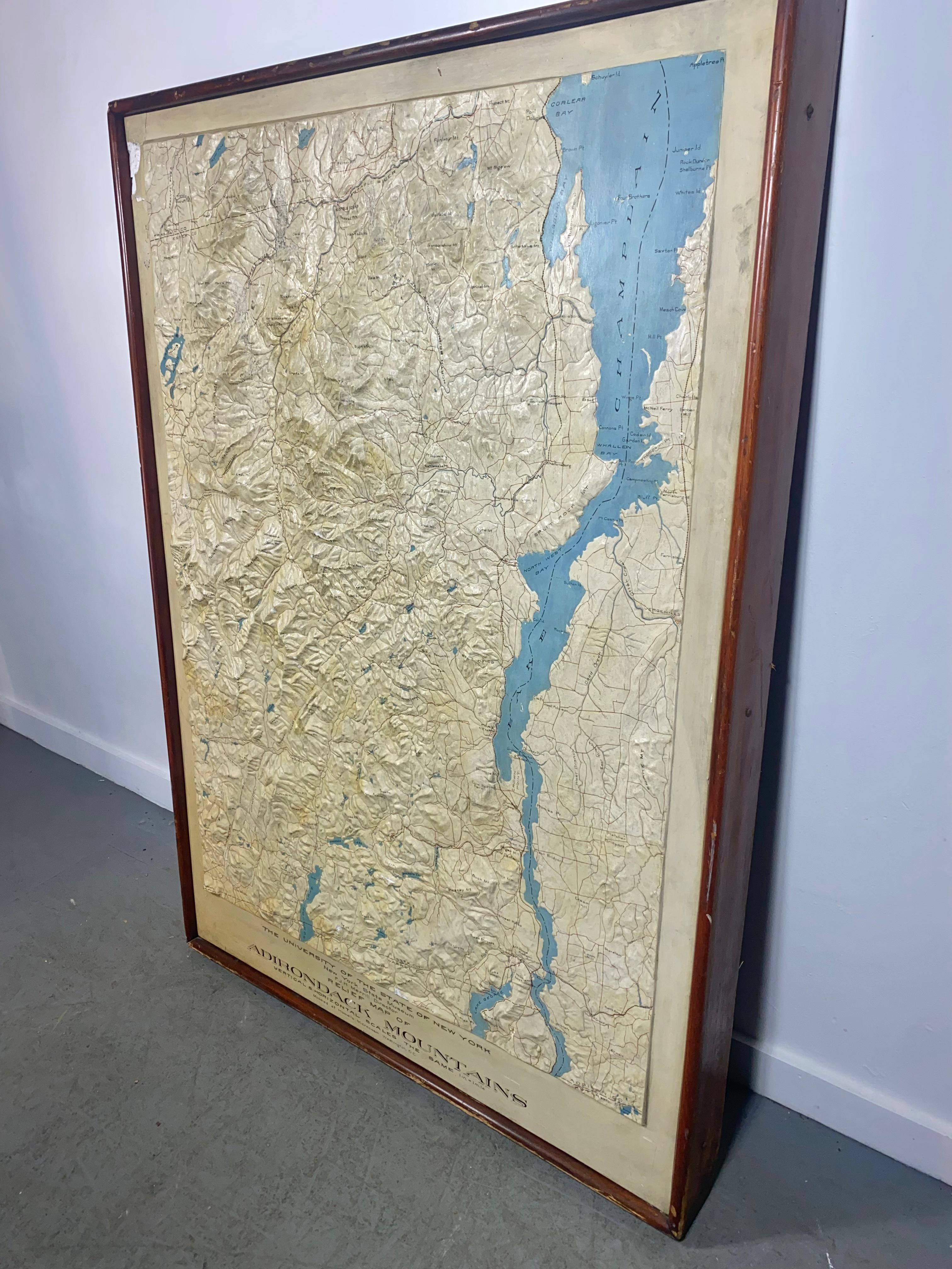 Rare and Early Plaster Relief Map of Adirondack Mountains by F J H Merrill For Sale 1