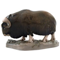 Rare and Early Royal Copenhagen Musk Ox, Porcelain Figure, No. 530