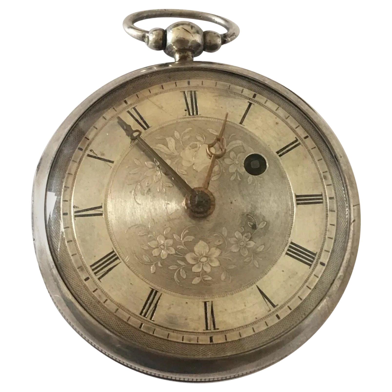 Rare and Early Verge Fusee Antique Silver Pocket Watch