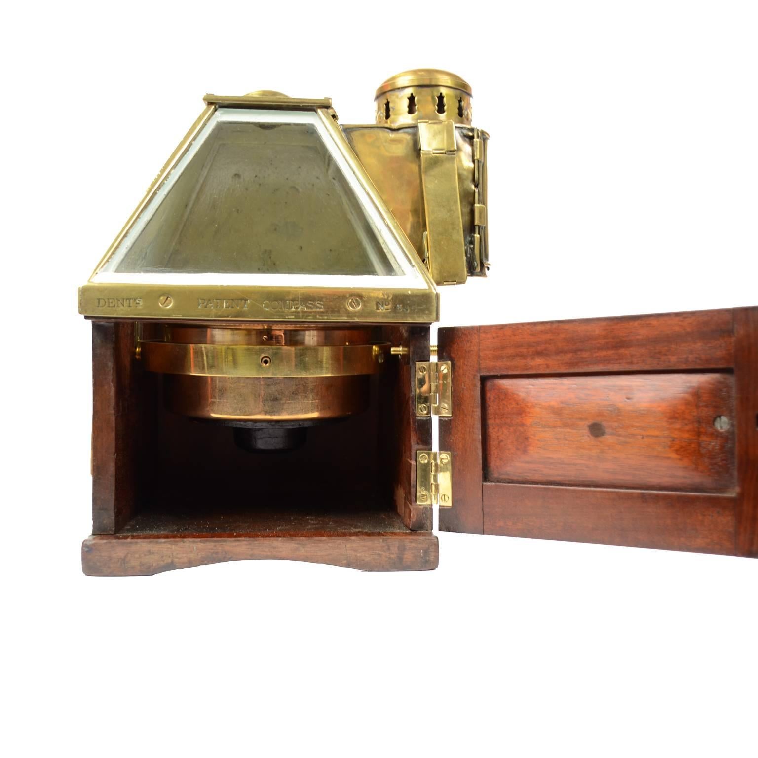 Binnacle Compass Mahogany and Brass End of the 19th century 3