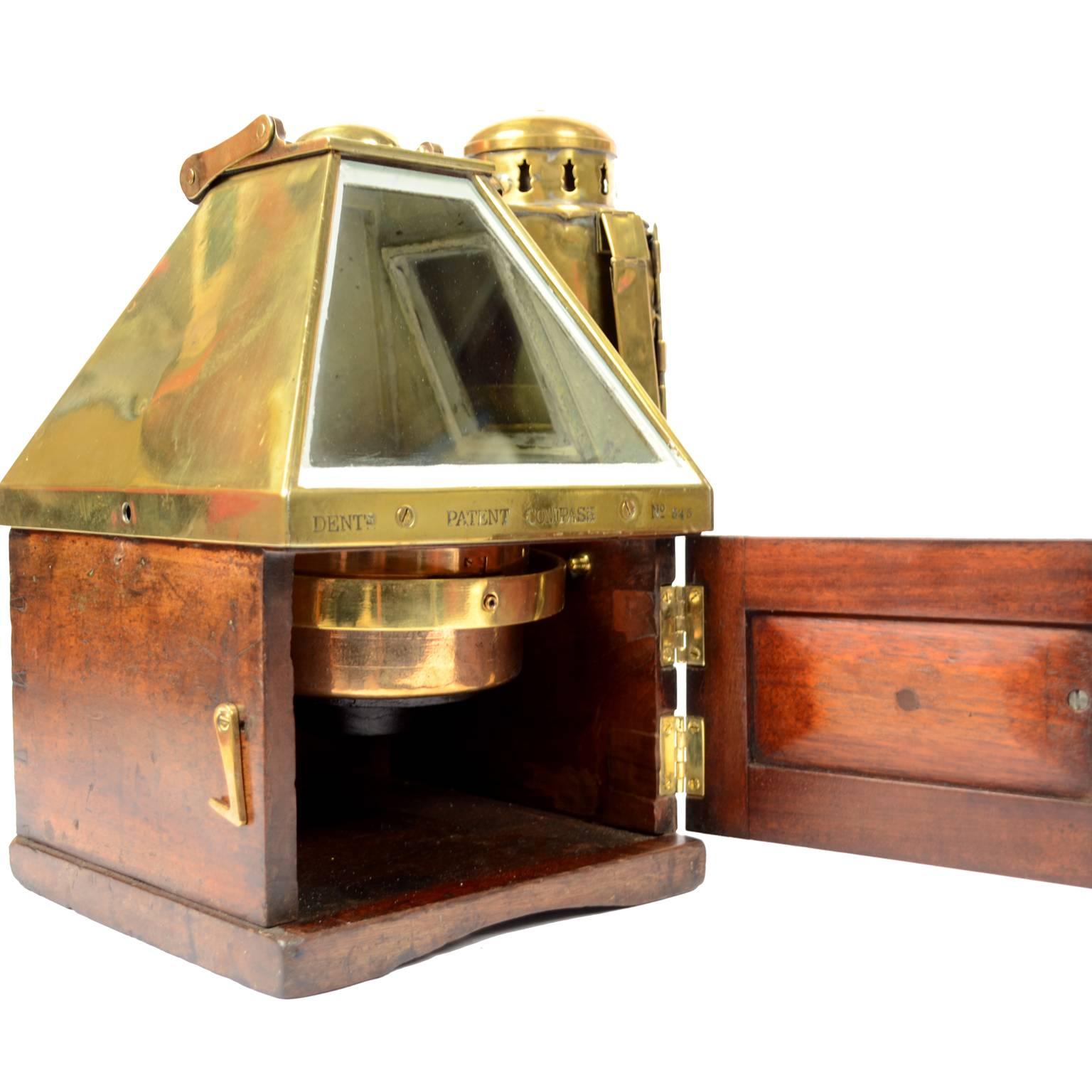 Binnacle Compass Mahogany and Brass End of the 19th century 7