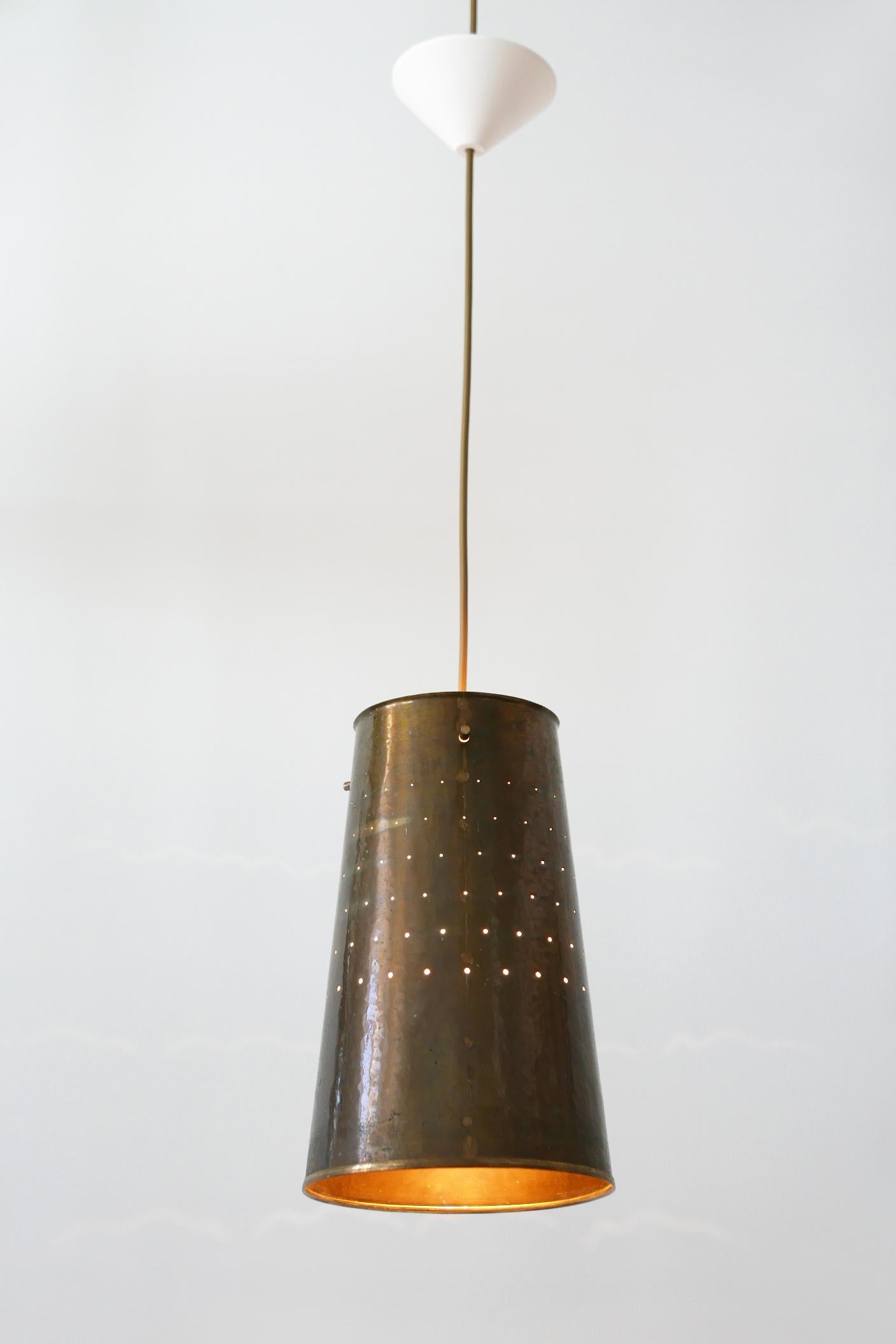 Anodized Rare and Elegant Mid-Century Modern Brass Pendant Lamp, 1950s, Germany