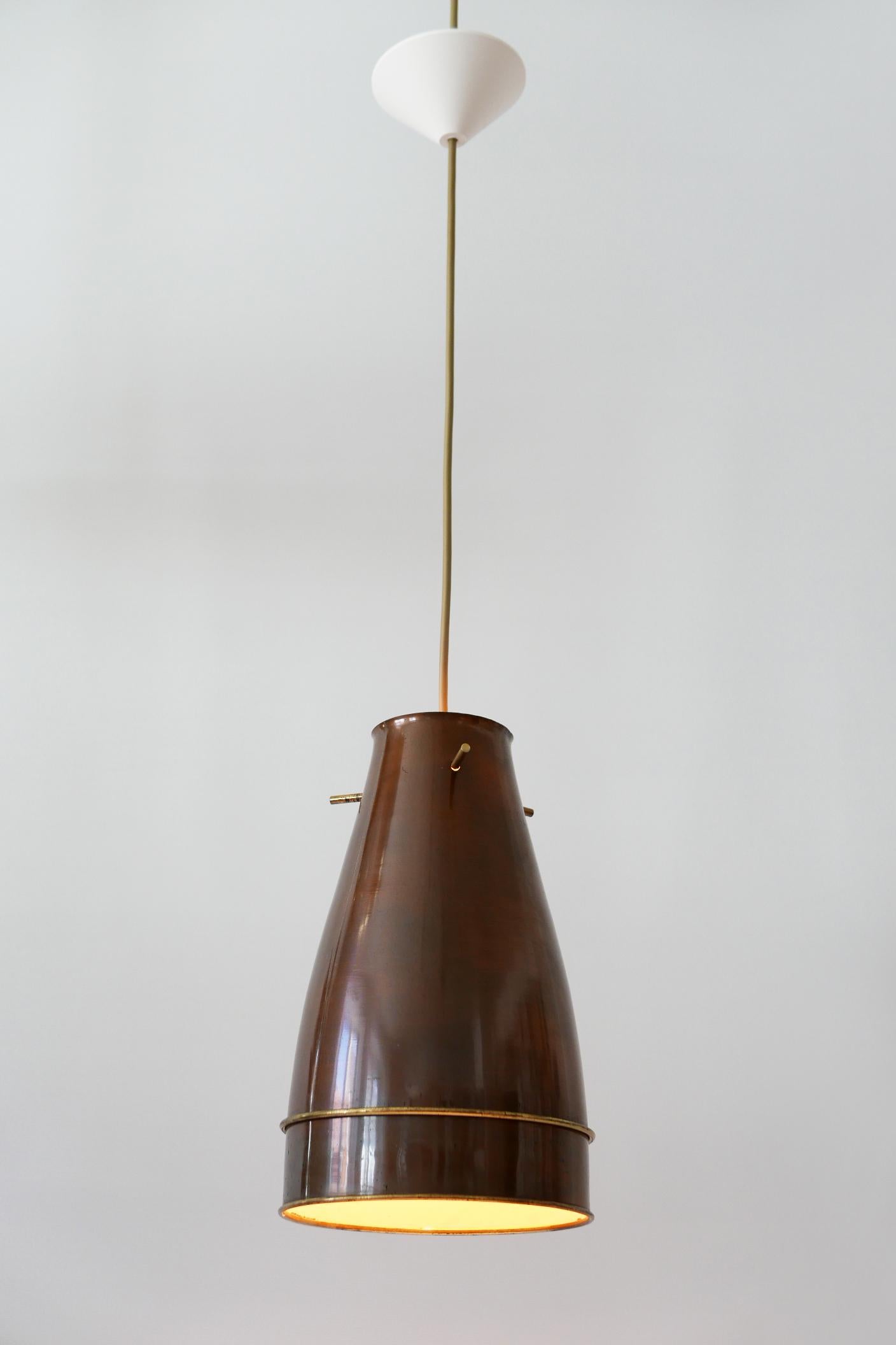 Anodized Rare and Elegant Mid-Century Modern Brass Pendant Lamp, 1950s, Germany