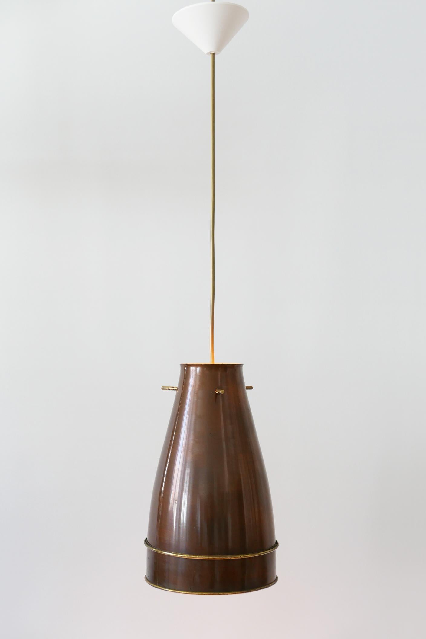 Mid-20th Century Rare and Elegant Mid-Century Modern Brass Pendant Lamp, 1950s, Germany