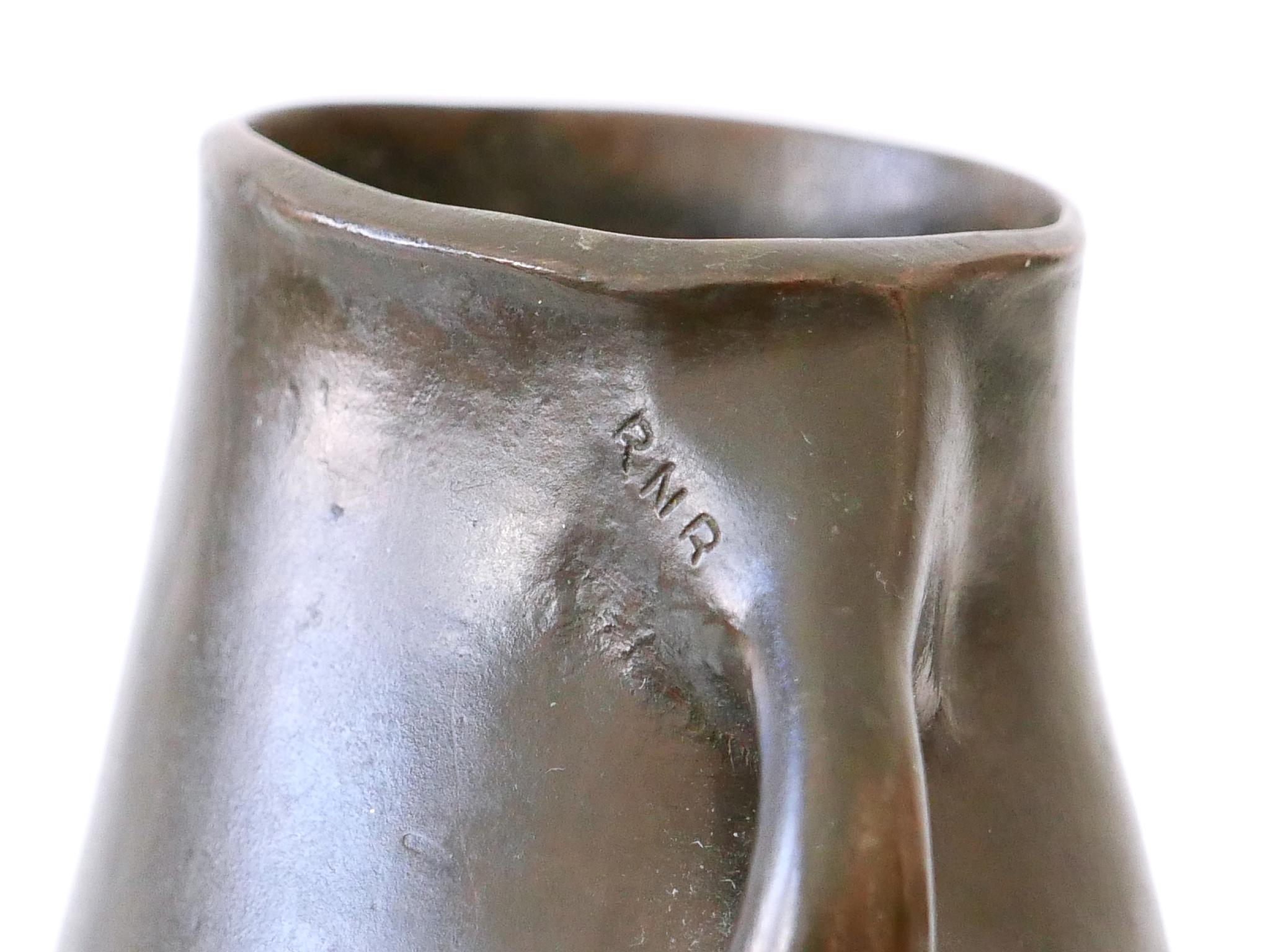 Rare and Elegant Mid-Century Modern Bronze Vase Germany 1960s Signed: RNR For Sale 13