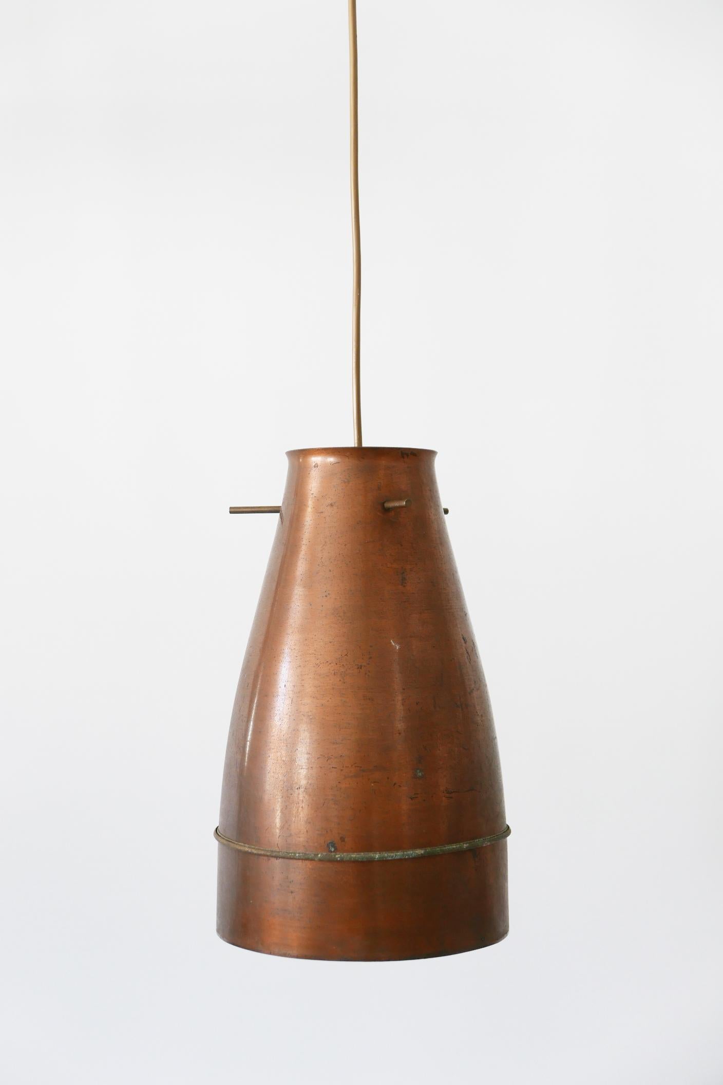 Mid-20th Century Rare and Elegant Mid-Century Modern Copper Pendant Lamp, 1950s, Germany