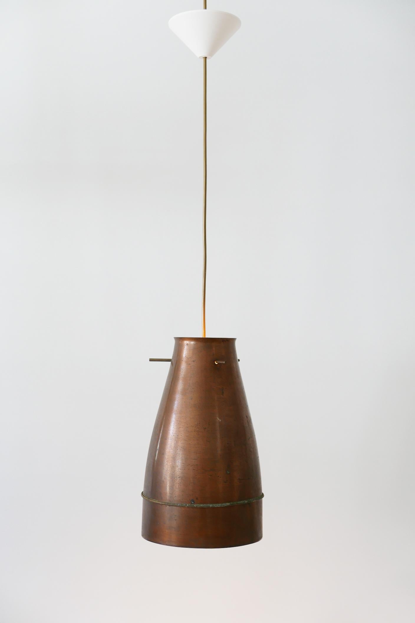 Rare and Elegant Mid-Century Modern Copper Pendant Lamp, 1950s, Germany 2