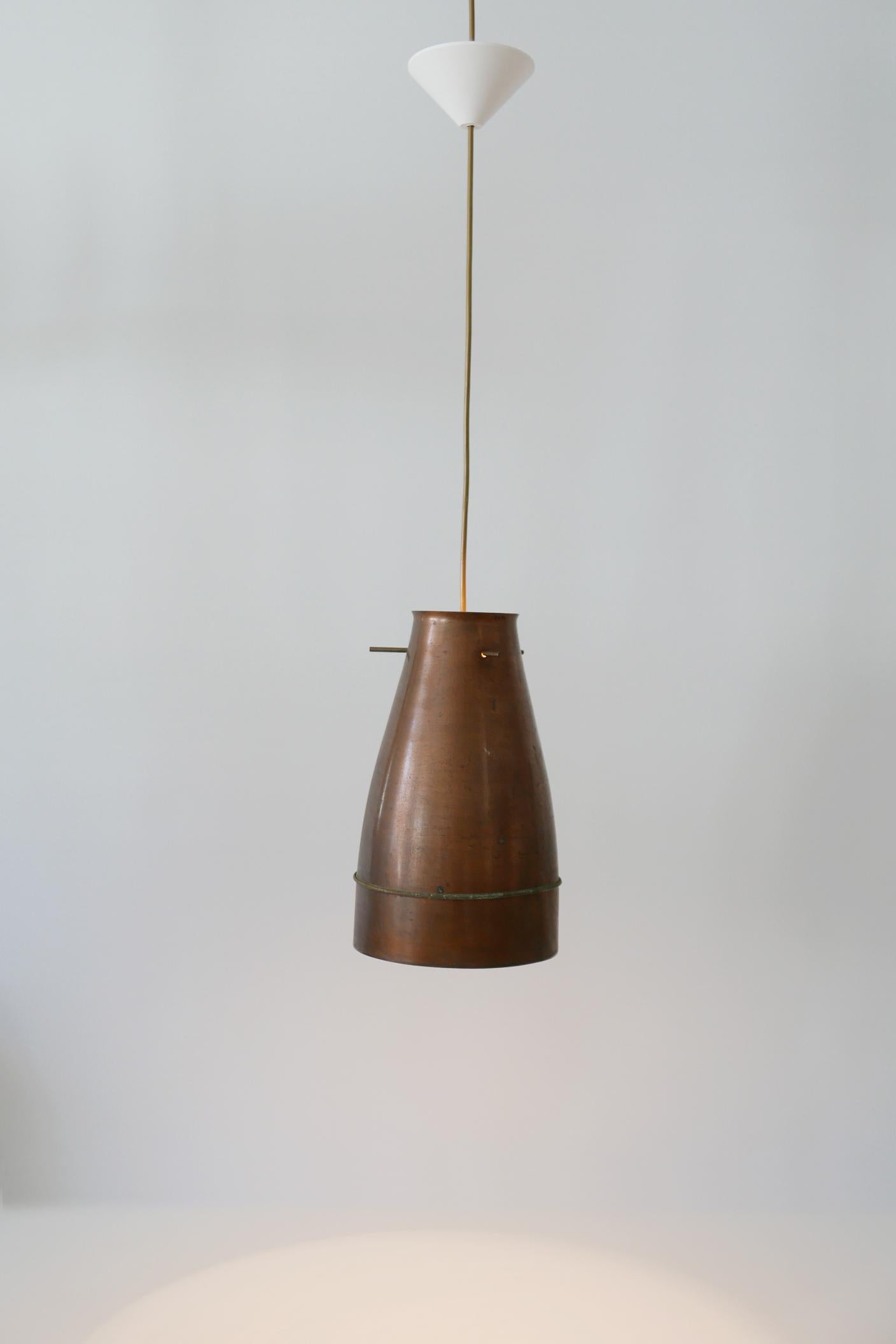Rare and Elegant Mid-Century Modern Copper Pendant Lamp, 1950s, Germany 3