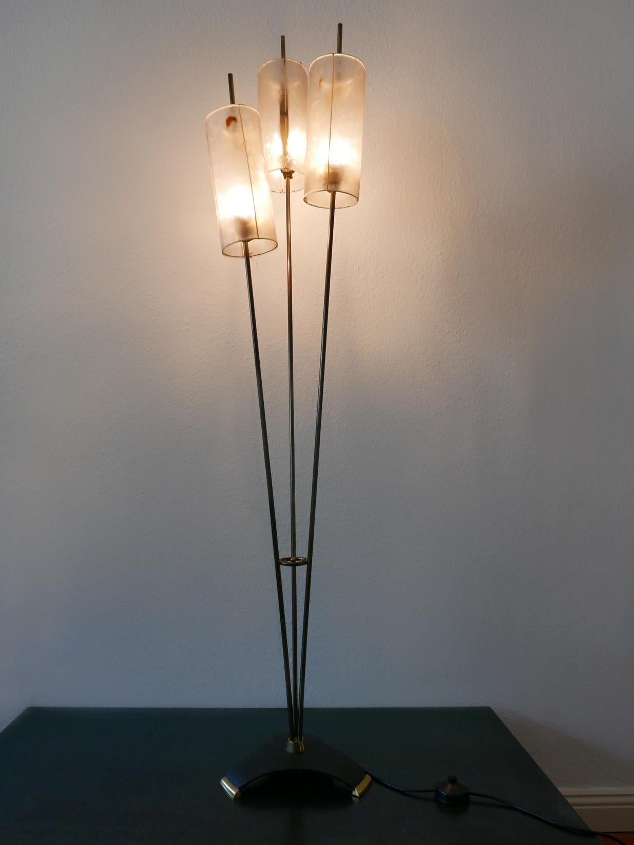 Brass Rare and Elegant Mid-Century Modern Sputnik 3-Flamed Floor Lamp, 1950s, Germany For Sale
