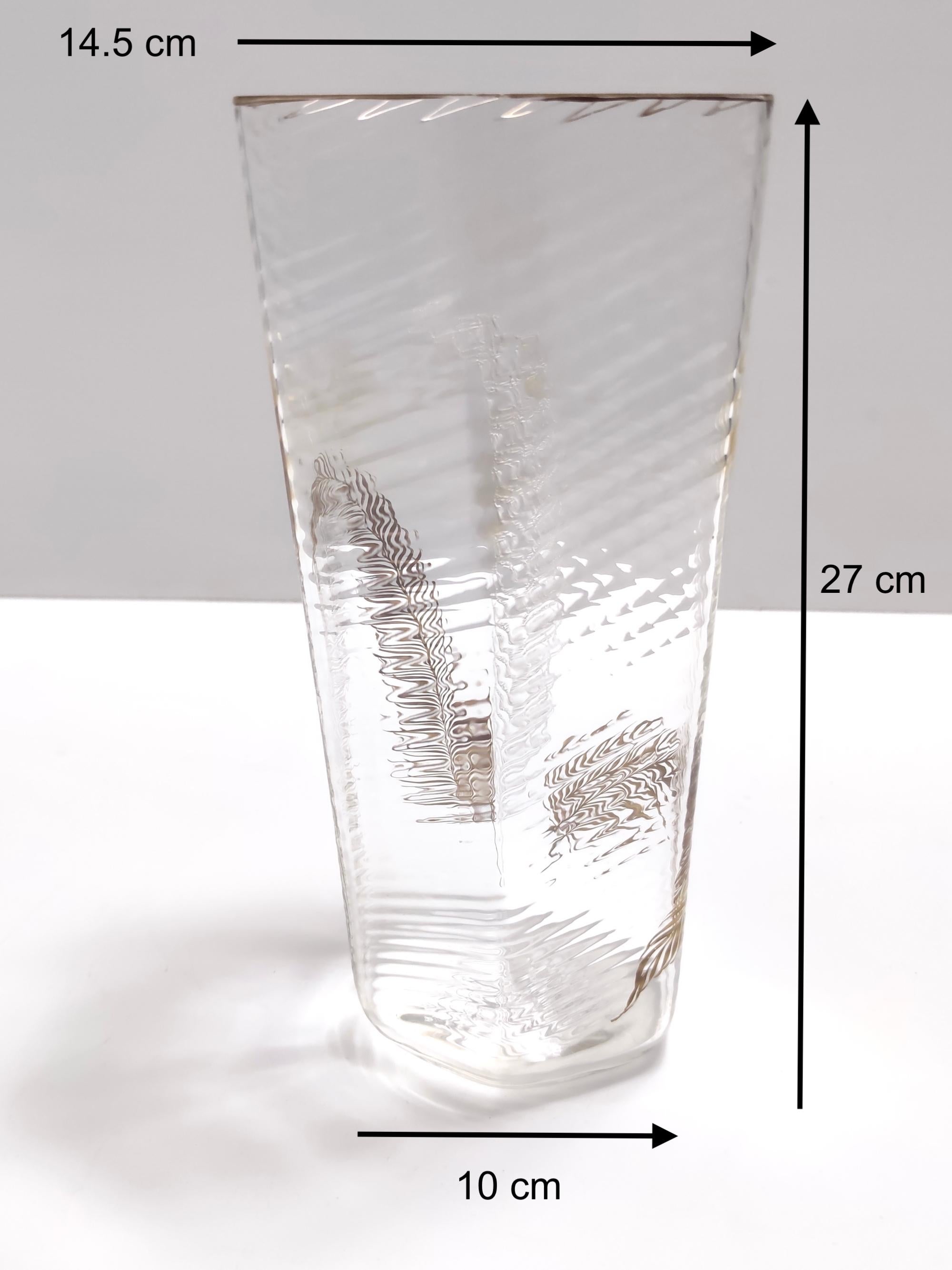 Raro y Elegante Jarrón Hexagonal de Cristal de Murano Transparente y Dorado de Cenedese en venta 3