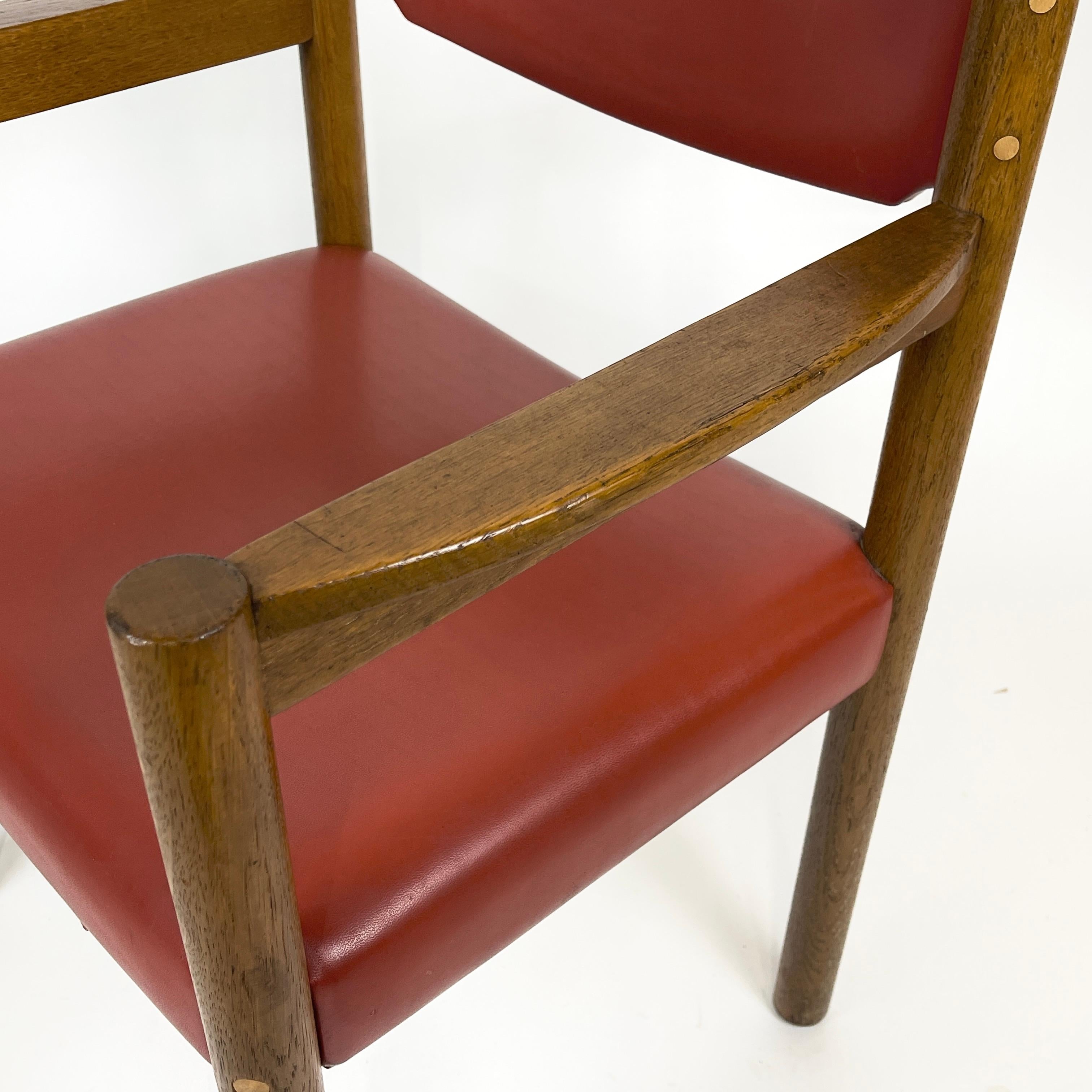 Rare and Excellent Harvey Probber Oak and Leather Arm Chair For Sale 2