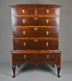 Antique Rare And Exceptional George I Oak And Laburnum Chest On Stand C. 1720