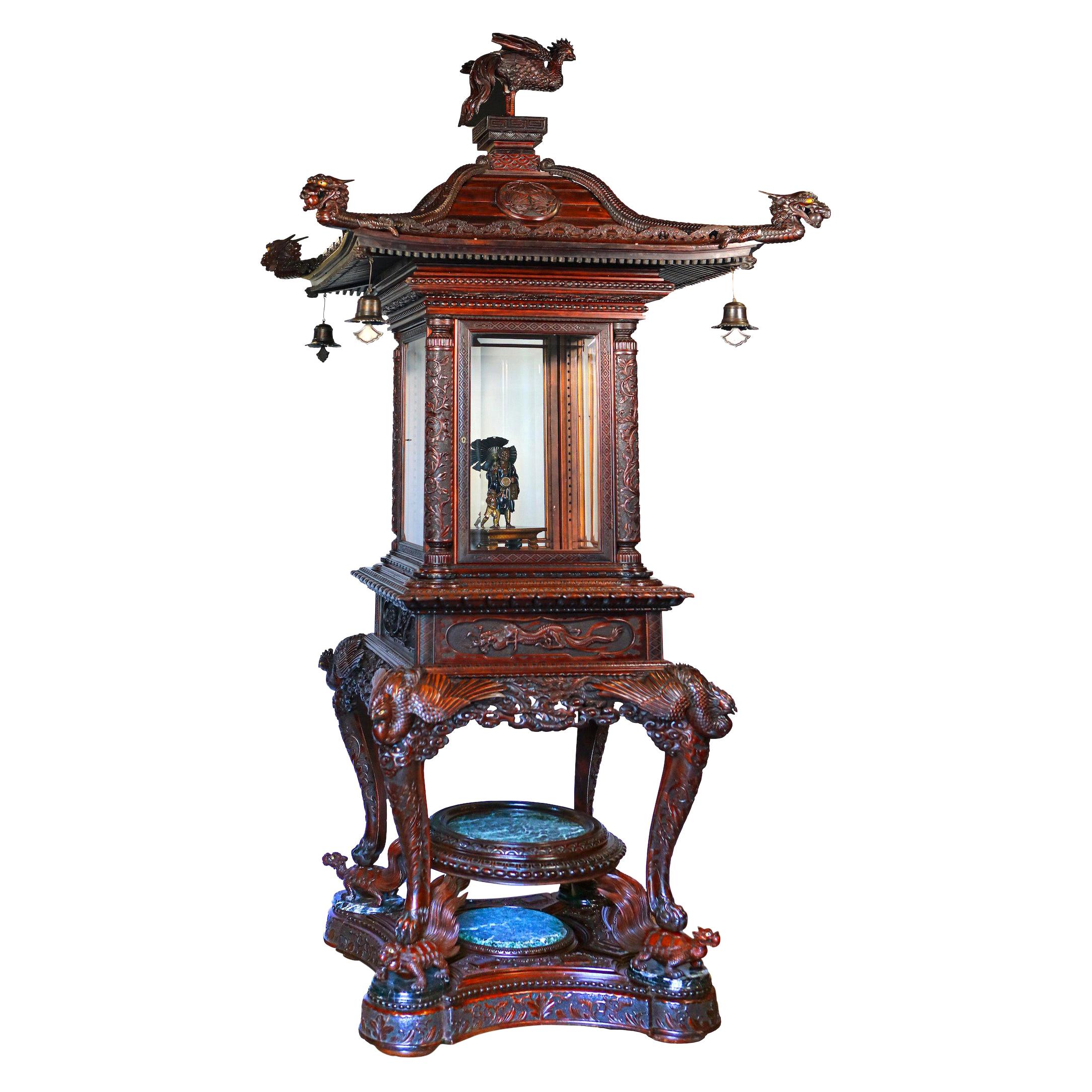 Rare and Exceptional Meiji Period Hardwood Exhibition Display Cabinet For Sale