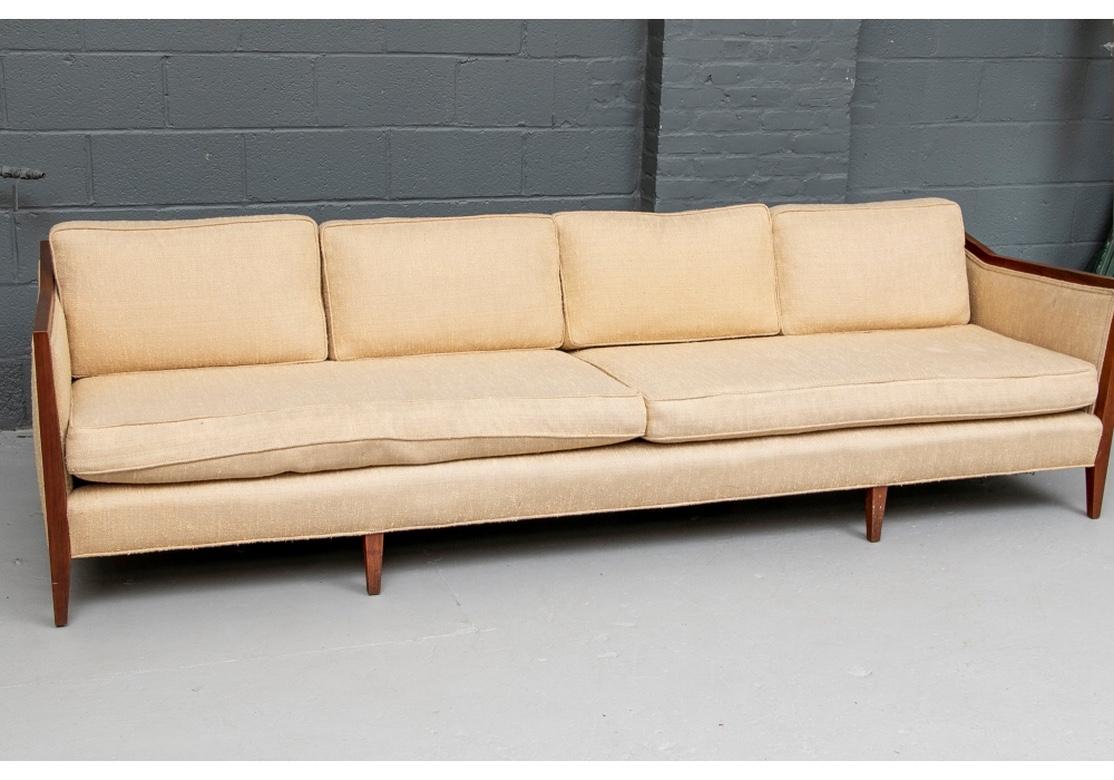 Rare and Exceptional Mid Century Walnut Four Seat Sofa from John Stuart For Sale 3
