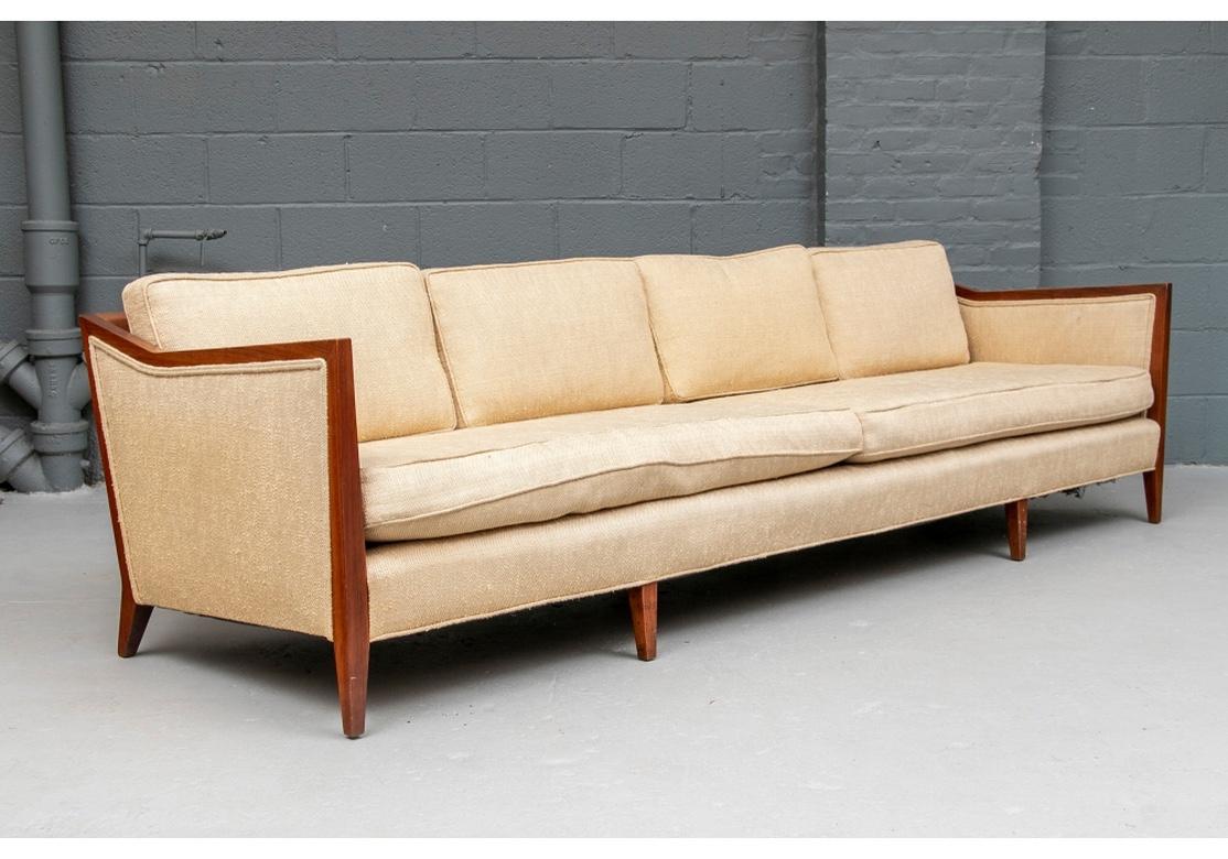 American Rare and Exceptional Mid Century Walnut Four Seat Sofa from John Stuart For Sale