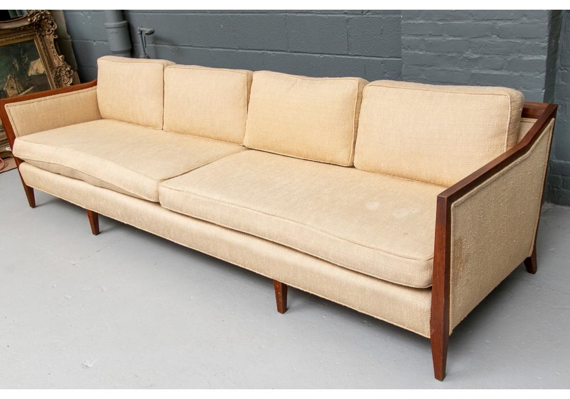 Rare and Exceptional Mid Century Walnut Four Seat Sofa from John Stuart For Sale 2