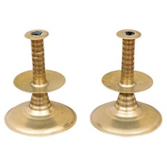 Used Rare And Exceptional Pair Of Charles II Trumpet Form Brass Candlesticks