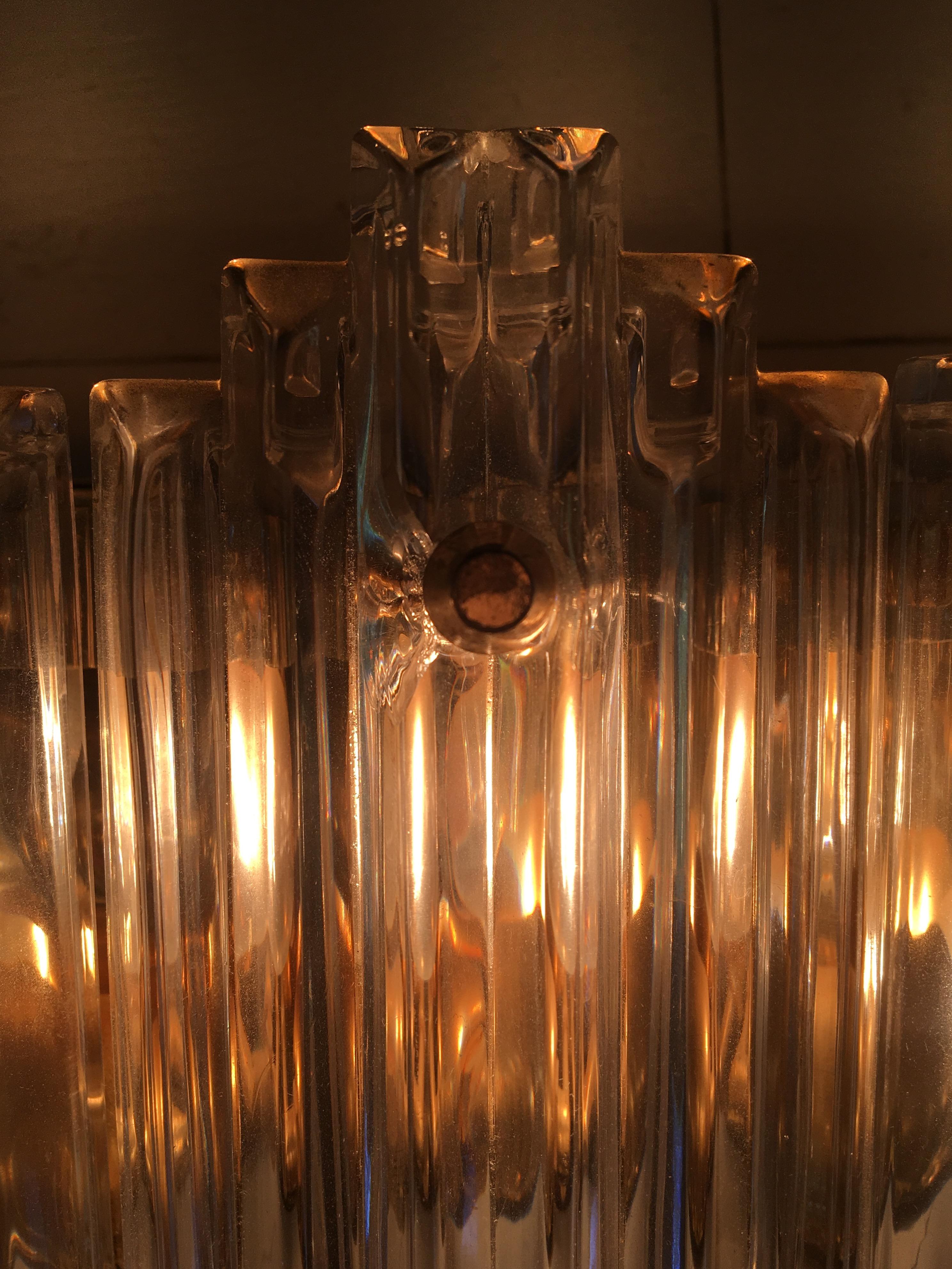 Late 20th Century Rare and Exclusive Glass and Brass Wall Light, circa 1970s