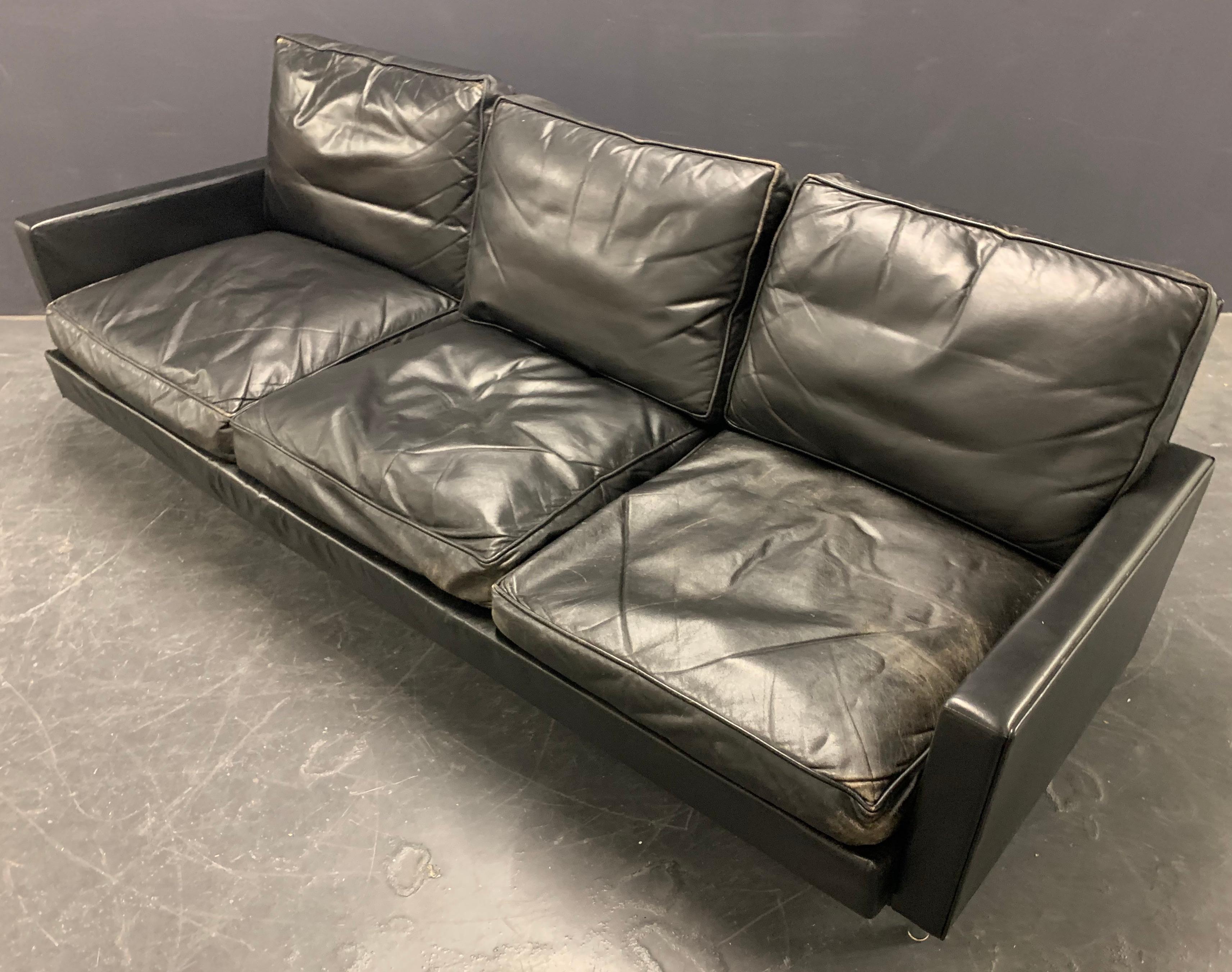 Leather Rare and Exclusive Loose Cushion Sofa For Sale