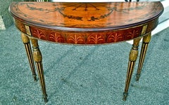 Rare and Exquisite Adam Period Satinwood and Gilt Demilune Irish Console Table