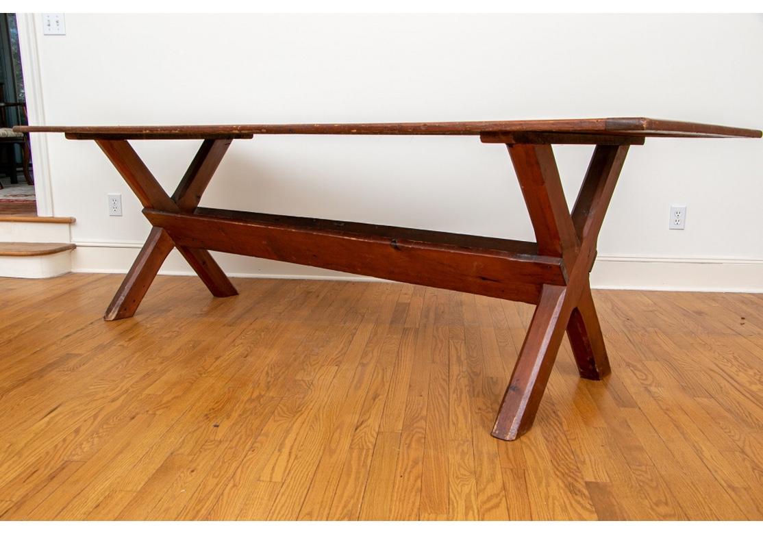 Rustic Rare and Extraordinary Antique American Sawbuck Dining Table